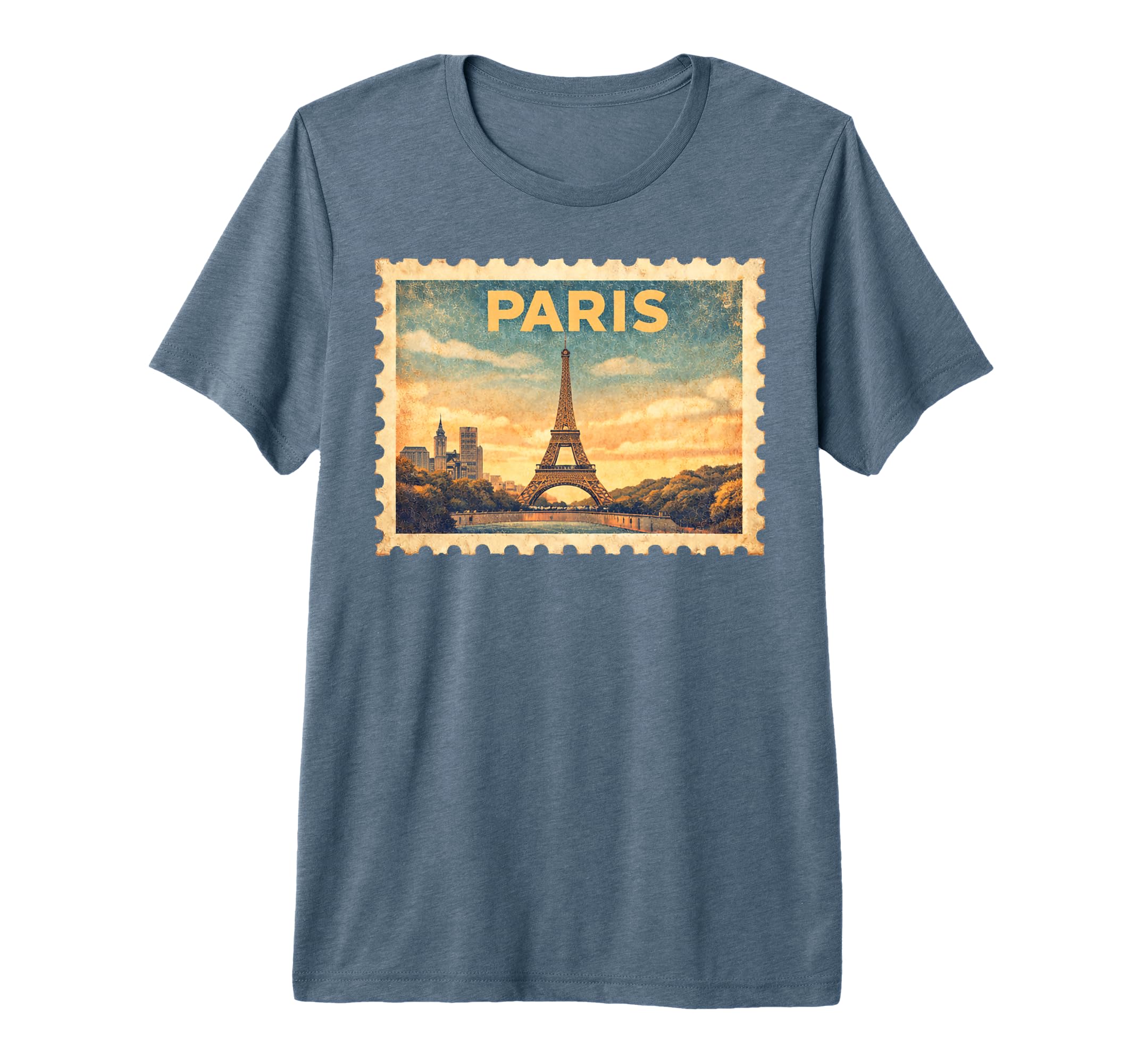 Paris Travel Stamp Art Tri Blend T-Shirt - Casual Everyday Wear for Adults - T-Shirt, Sweatshirt, Hoodie