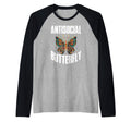 Antisocial Butterfly Raglan Baseball Hoodie - Novelty Apparel for Adults - T-Shirt, Sweatshirt, Hoodie