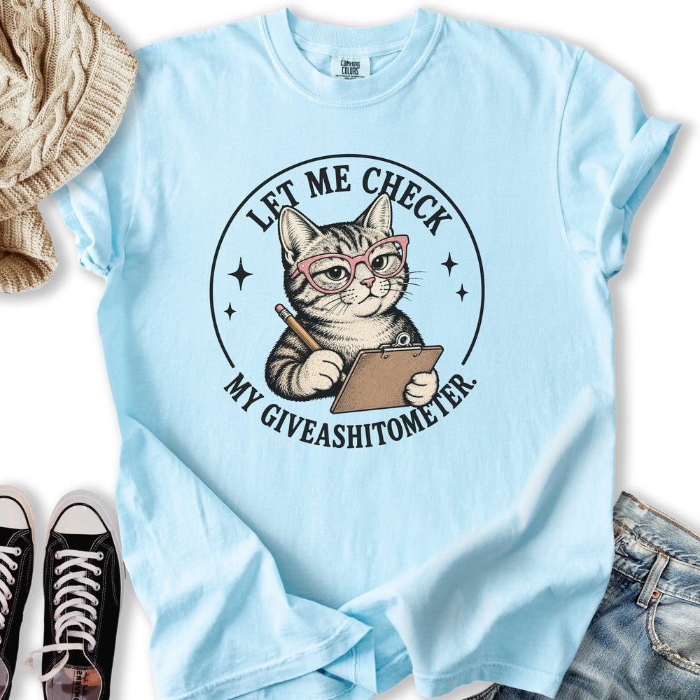 Giveashitometer Cat - Adult & Kids T-Shirts, Sweatshirts & Hoodies apparel design preview 1