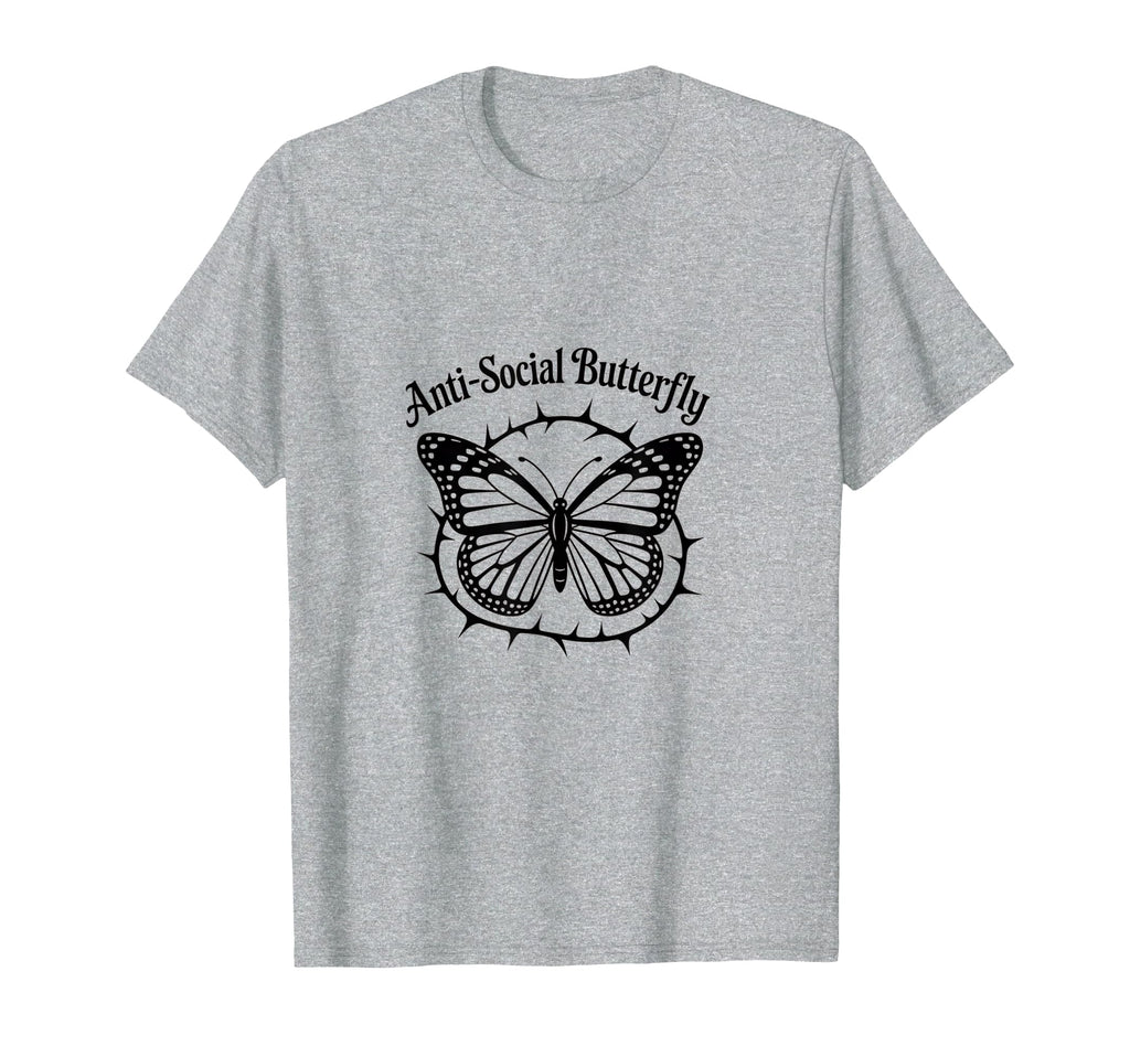 Antisocial Butterfly Aesthetic Gothic T-Shirt - Minimalist Print Men Women - T-Shirt, Sweatshirt, Hoodie