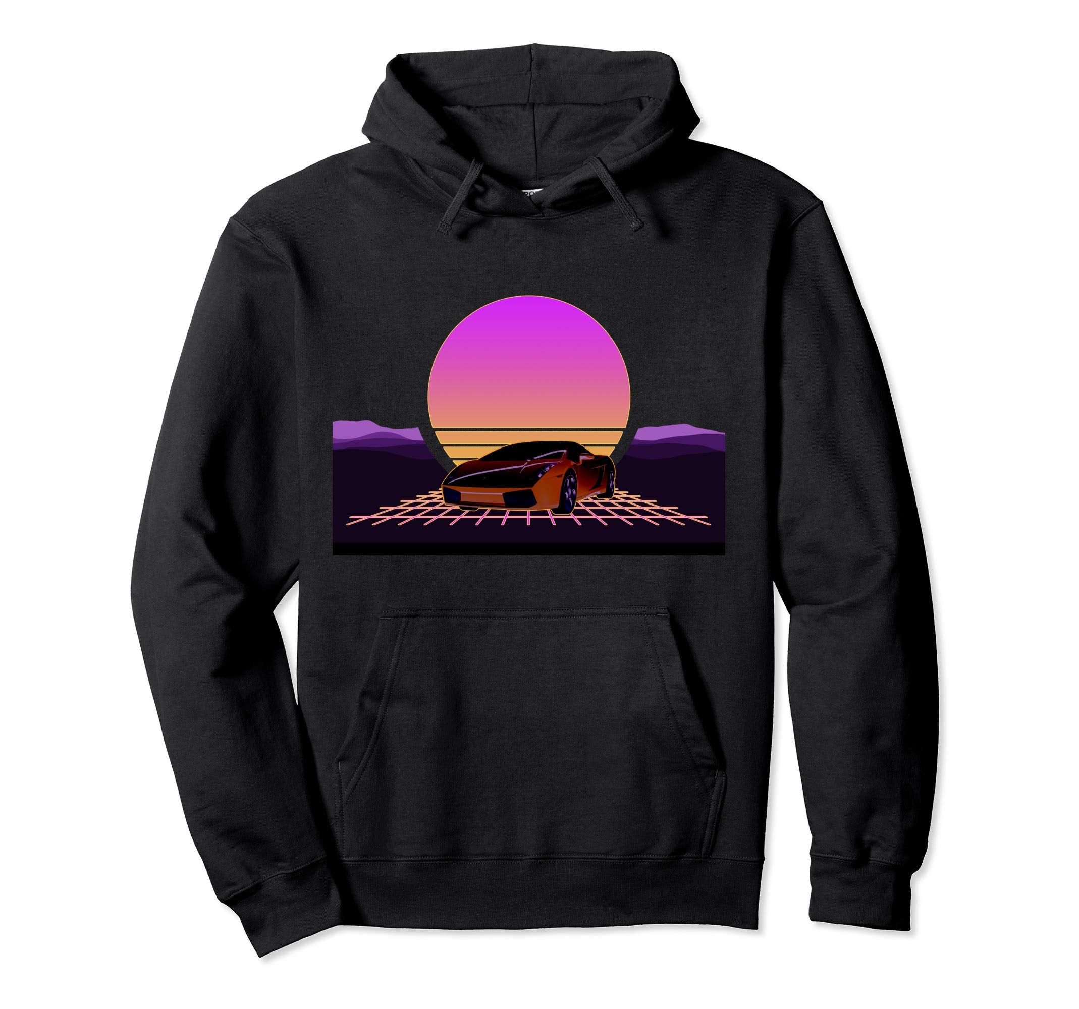 80S Car Digital Sunset Synthwave Outrun Hoodie - Trendy Graphic Men Women - T-Shirt, Sweatshirt, Hoodie