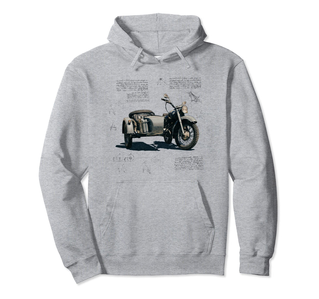 Motorcycle Sidecar Bike Blueprint Bikers Hoodie - Unique Graphic for Adults - T-Shirt, Sweatshirt, Hoodie