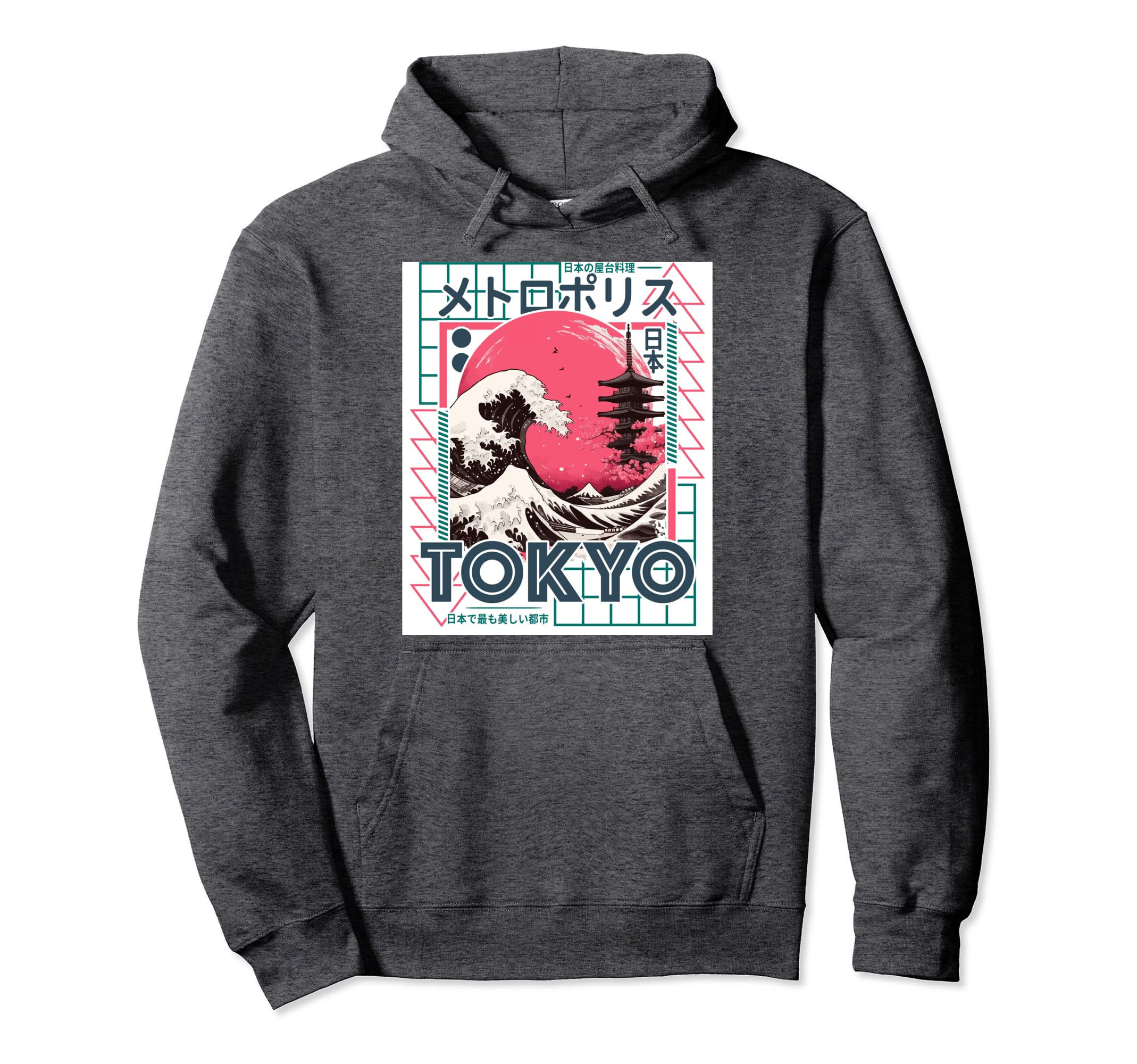 Tokyo City 80S Synthwave Kanagawa Wave Hoodie - Novelty Apparel Unisex - T-Shirt, Sweatshirt, Hoodie