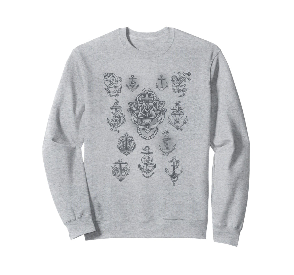 Anchor Tattoo Flash Art Sweatshirt - Casual Everyday Wear Unisex - T-Shirt, Sweatshirt, Hoodie