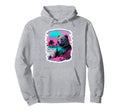 Vaporwave Synthwave Surfer Bear Beach Hoodie - Custom Art Print for Adults - T-Shirt, Sweatshirt, Hoodie