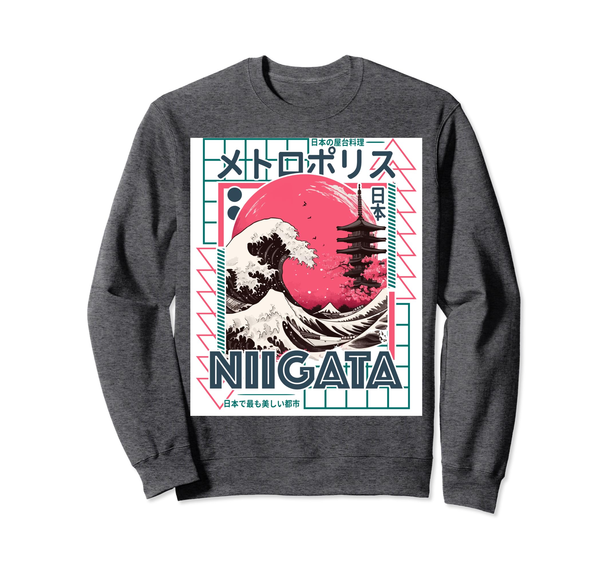 Niigata City 80S Synthwave Kanagawa Sweatshirt - Graphic Print Men Women - T-Shirt, Sweatshirt, Hoodie