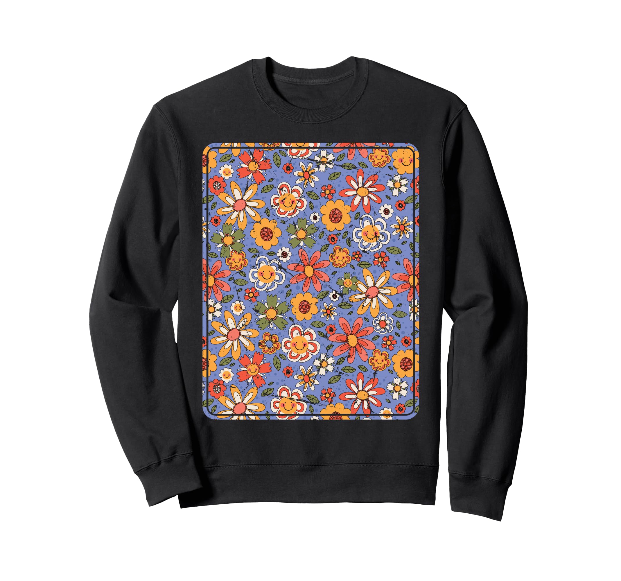 Indie Aesthetic Floral Pattern Hippy Sweatshirt - Graphic Print for Adults - T-Shirt, Sweatshirt, Hoodie