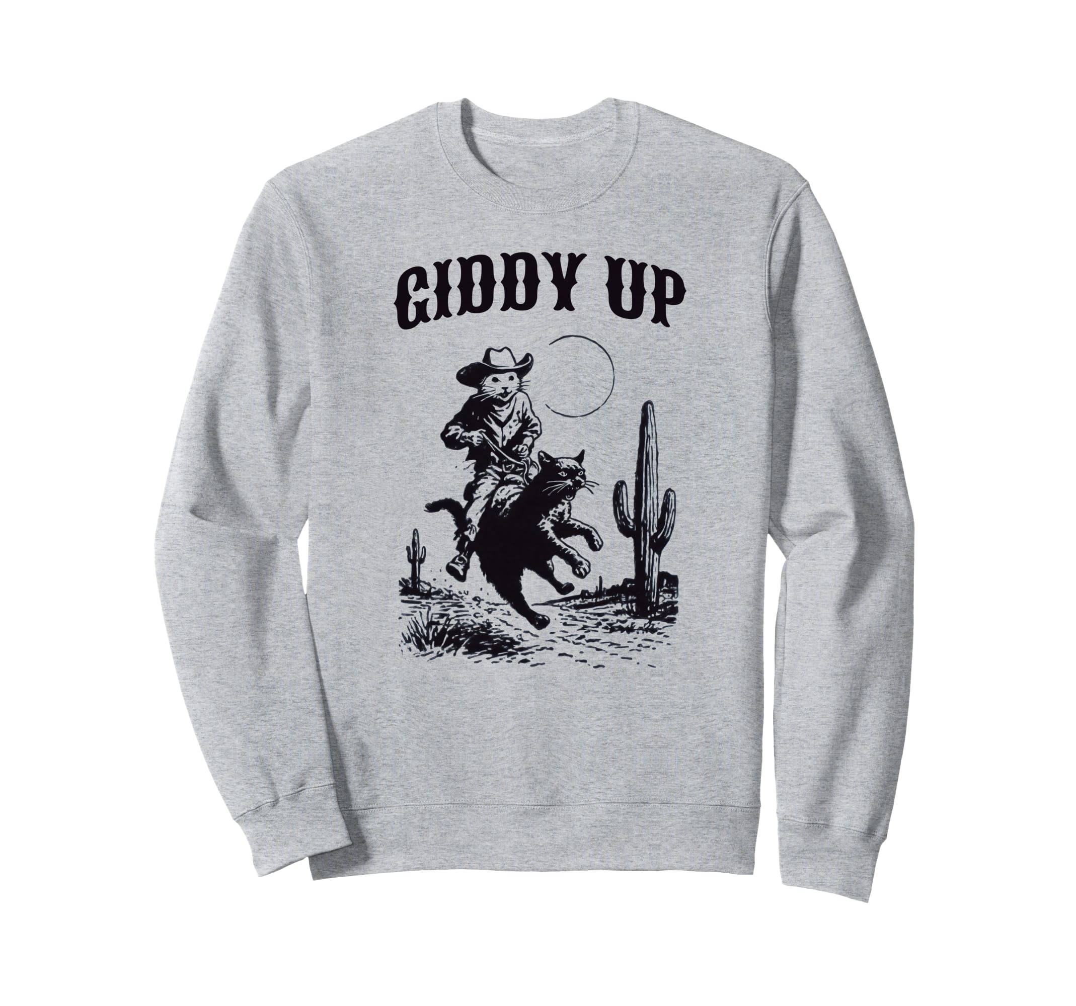 Cowboy Mouse Riding Cat Western Rodeo Sweatshirt - Graphic Print Unisex - T-Shirt, Sweatshirt, Hoodie