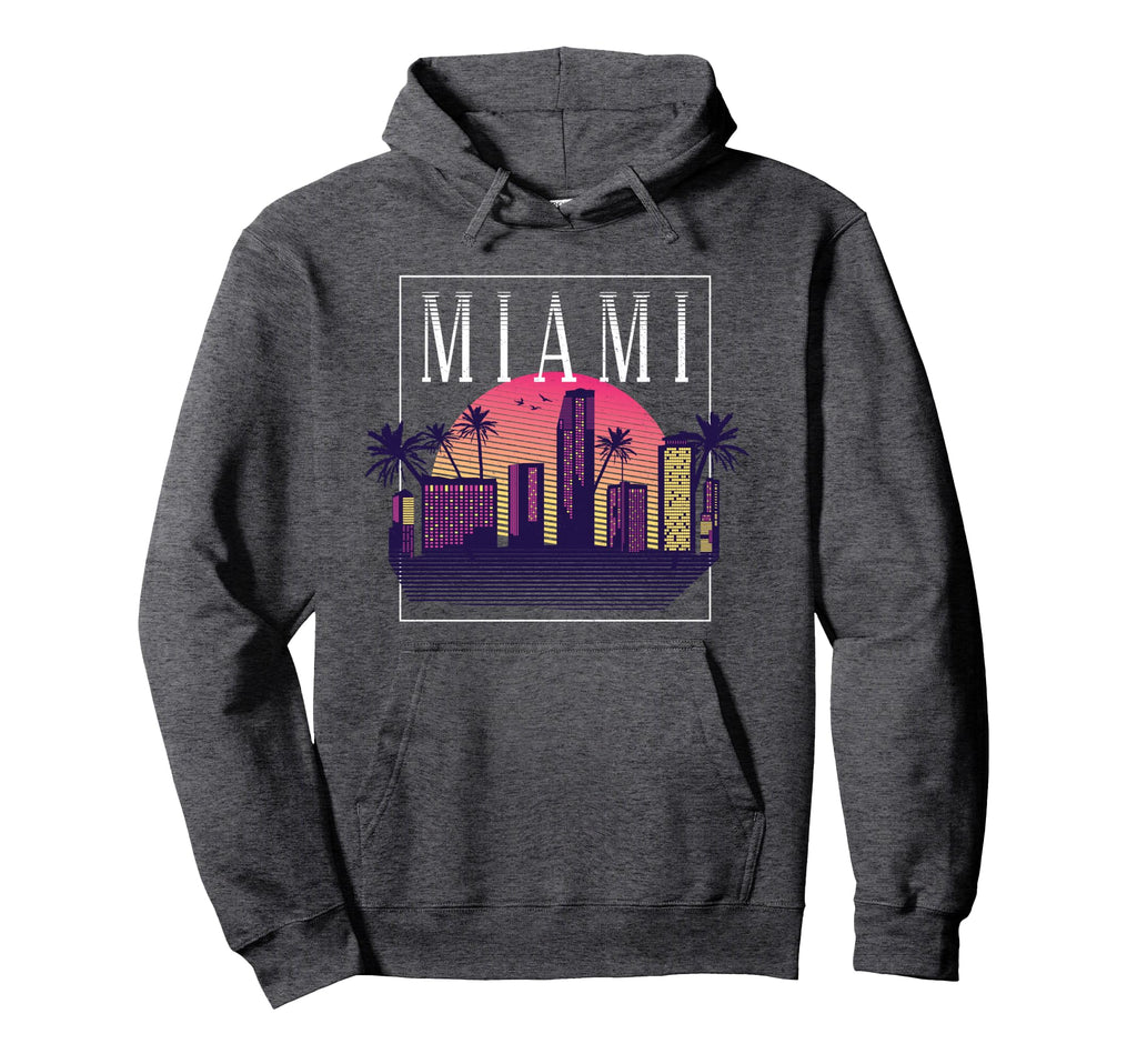 Vaporwave Miami City Skyline 80S 90S Hoodie - Graphic Print for Adults - T-Shirt, Sweatshirt, Hoodie