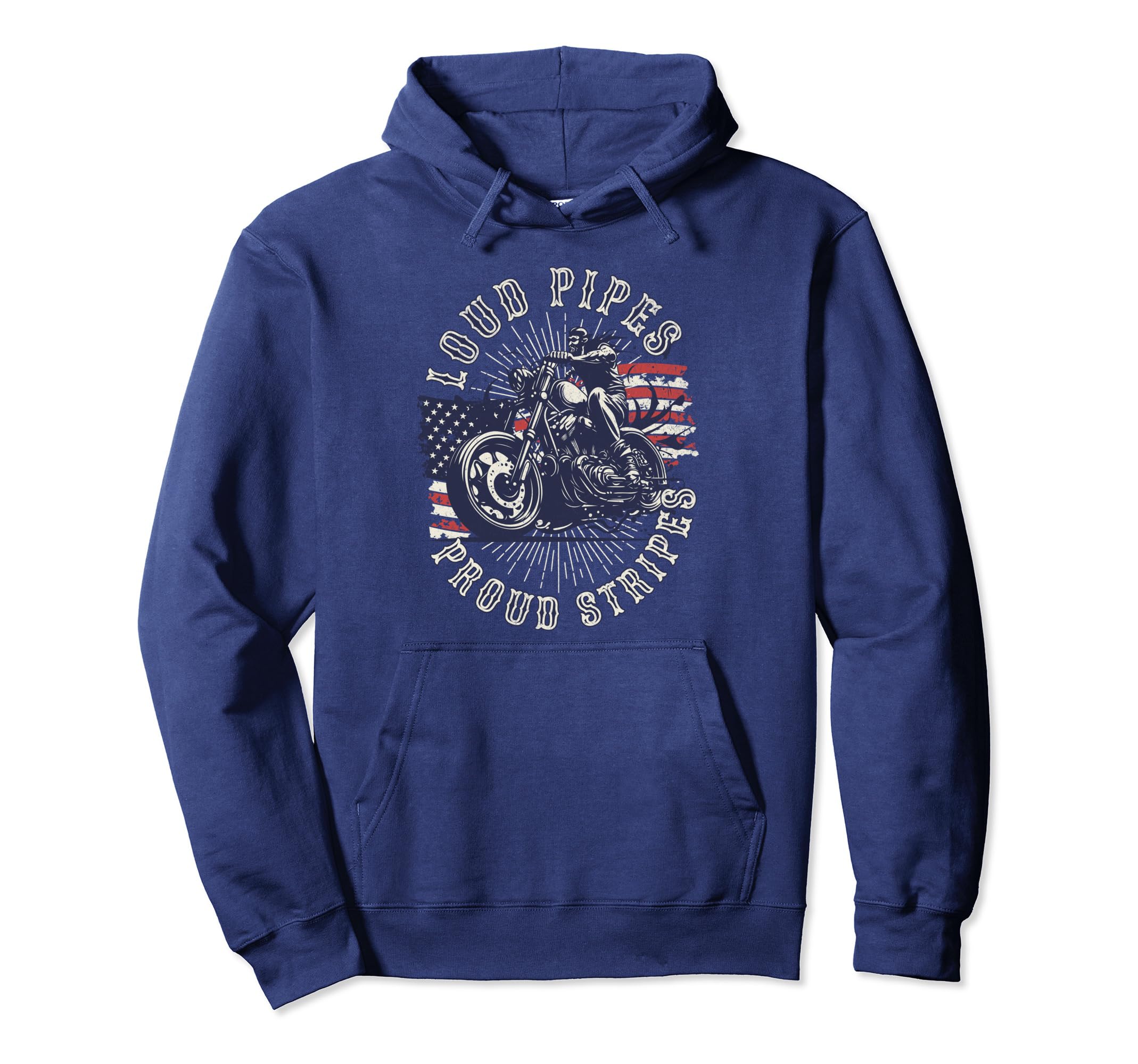 Patriotic Old Biker American Us Flag Hoodie - Unique Graphic Unisex - T-Shirt, Sweatshirt, Hoodie