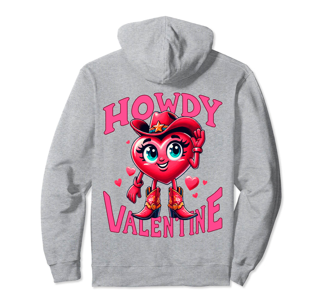 Howdy Valentine Cowgirl Western Valentines Hoodie - Unique Graphic Unisex - T-Shirt, Sweatshirt, Hoodie