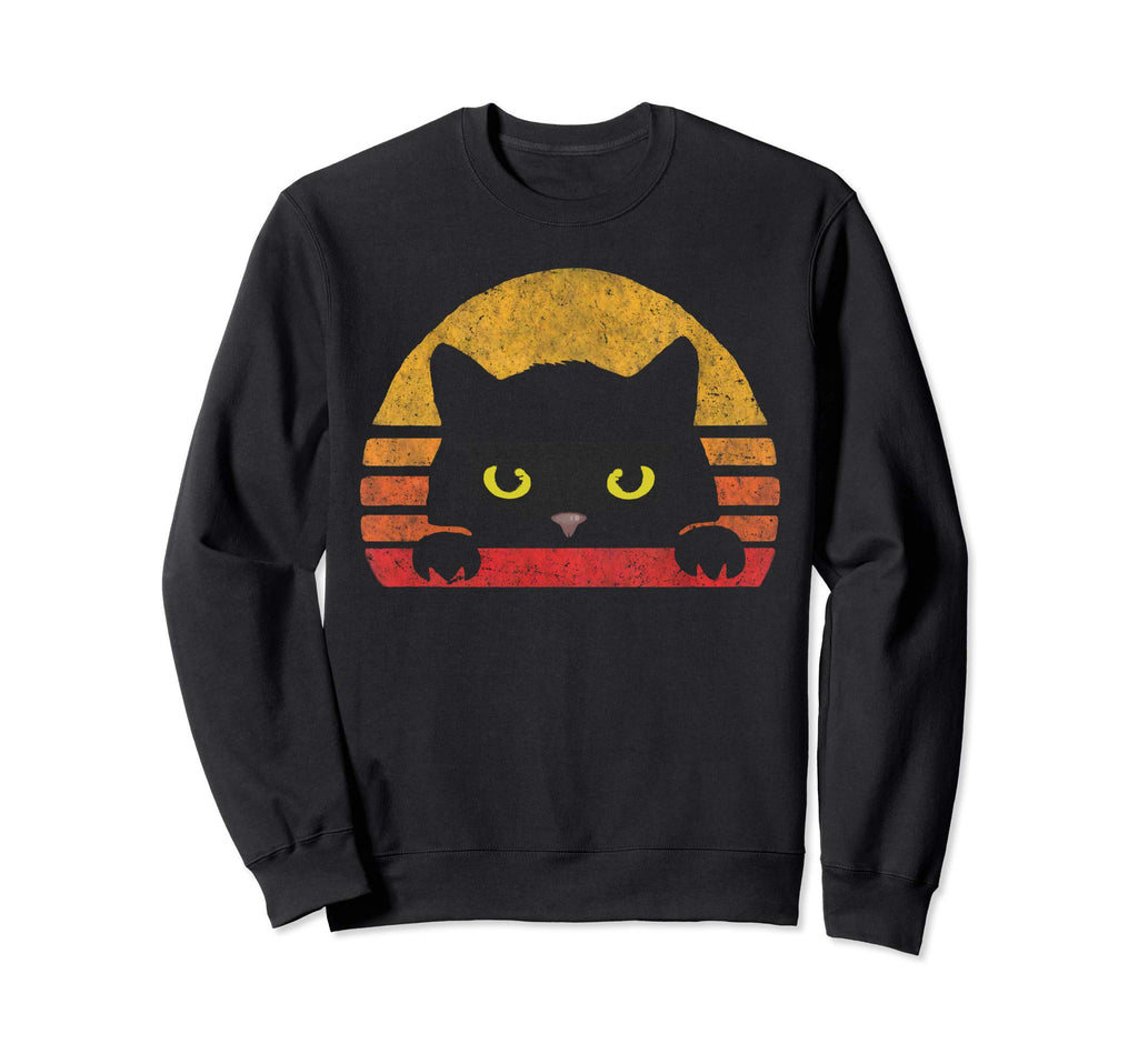 Eighties Cat Distressed Sweatshirt - Minimalist Print for Adults - T-Shirt, Sweatshirt, Hoodie