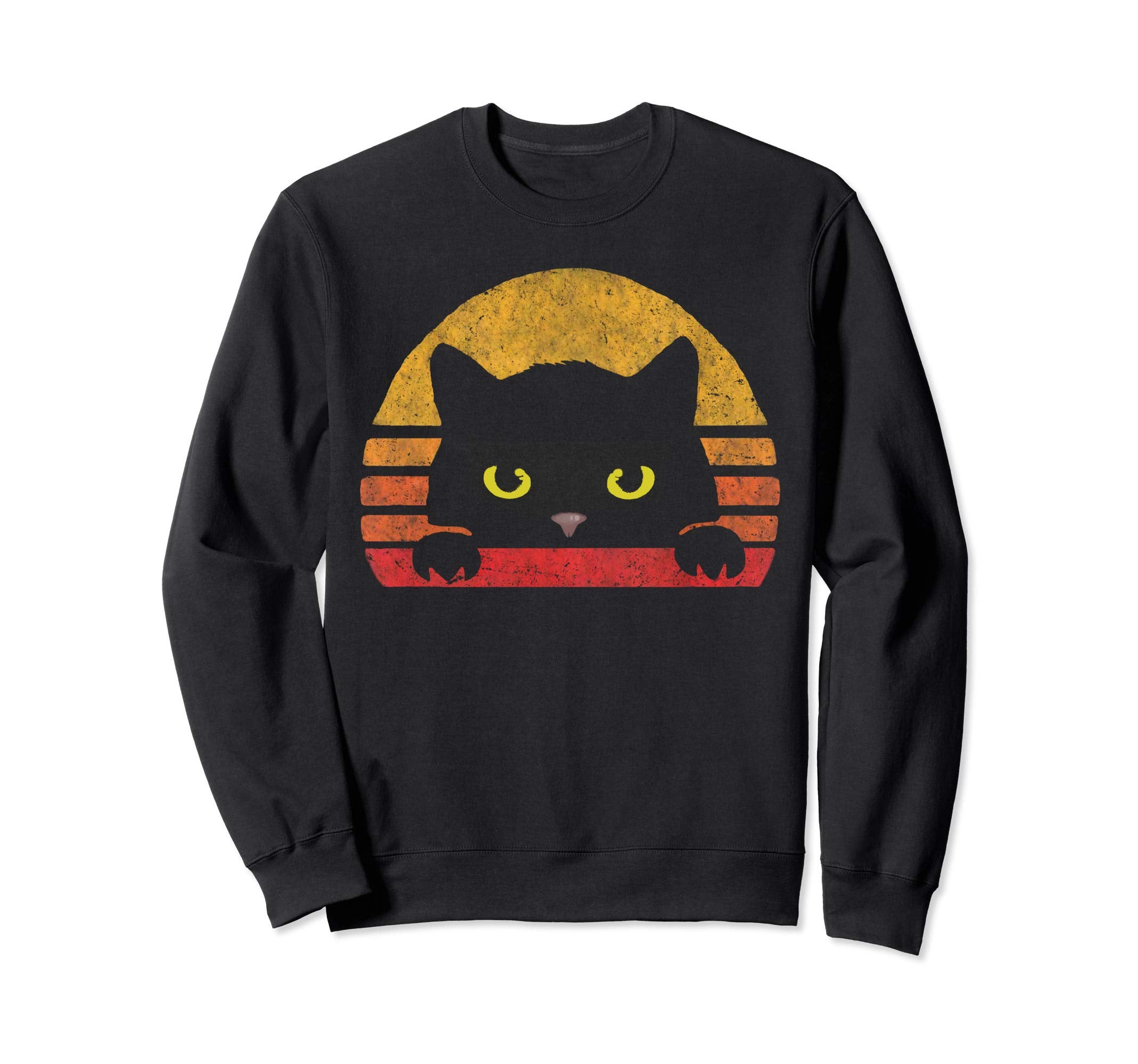 Eighties Cat Distressed Sweatshirt - Minimalist Print for Adults - T-Shirt, Sweatshirt, Hoodie