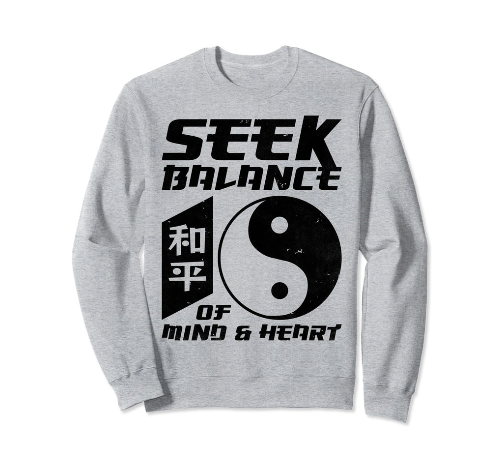 Yin Yang Seek Balance Mind Heart Sweatshirt - Minimalist Print for Adults - T-Shirt, Sweatshirt, Hoodie