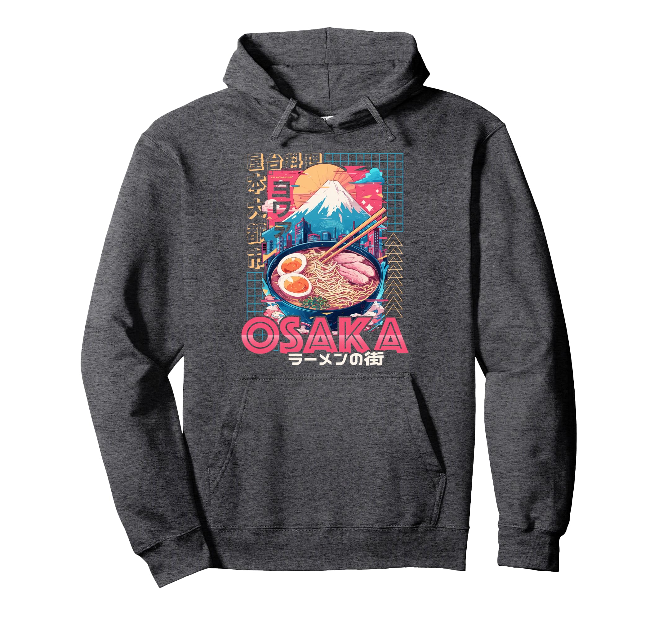 Osaka City 80S Synthwave Ramen Bowl Hoodie - Custom Art Print for Adults - T-Shirt, Sweatshirt, Hoodie