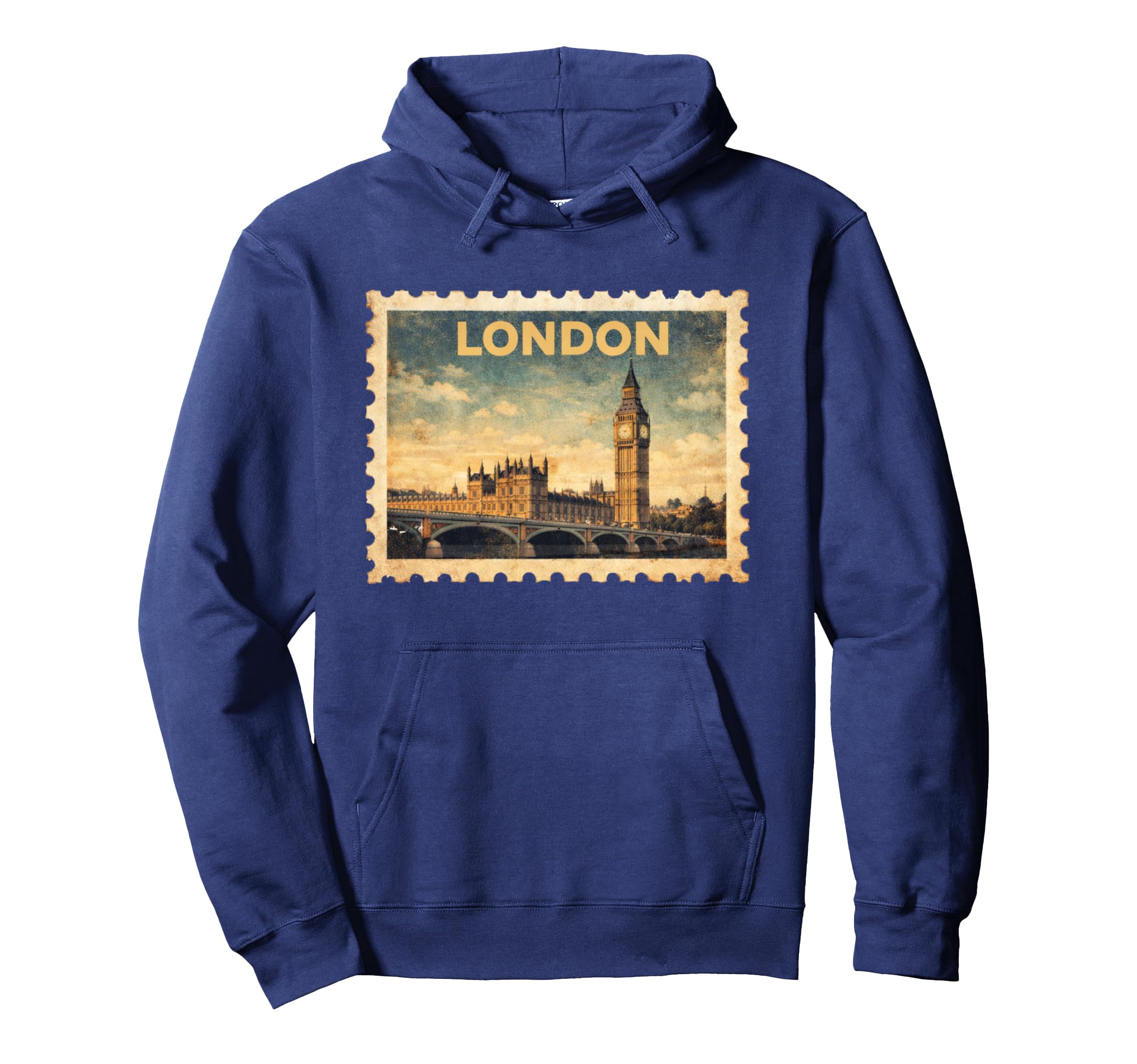 London Travel Stamp Art Hoodie - Custom Art Print Unisex - T-Shirt, Sweatshirt, Hoodie