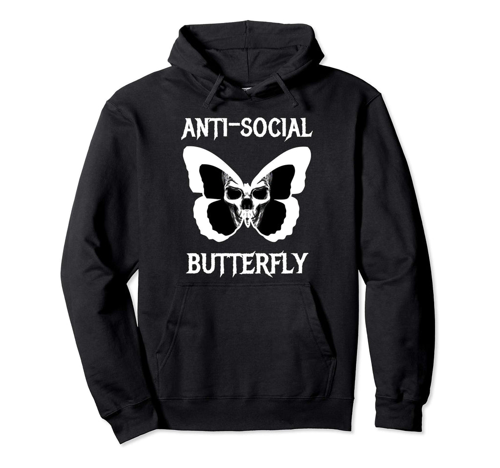 Anti Social Butterfly Funny Introvert Hoodie - Streetwear Style for Adults - T-Shirt, Sweatshirt, Hoodie