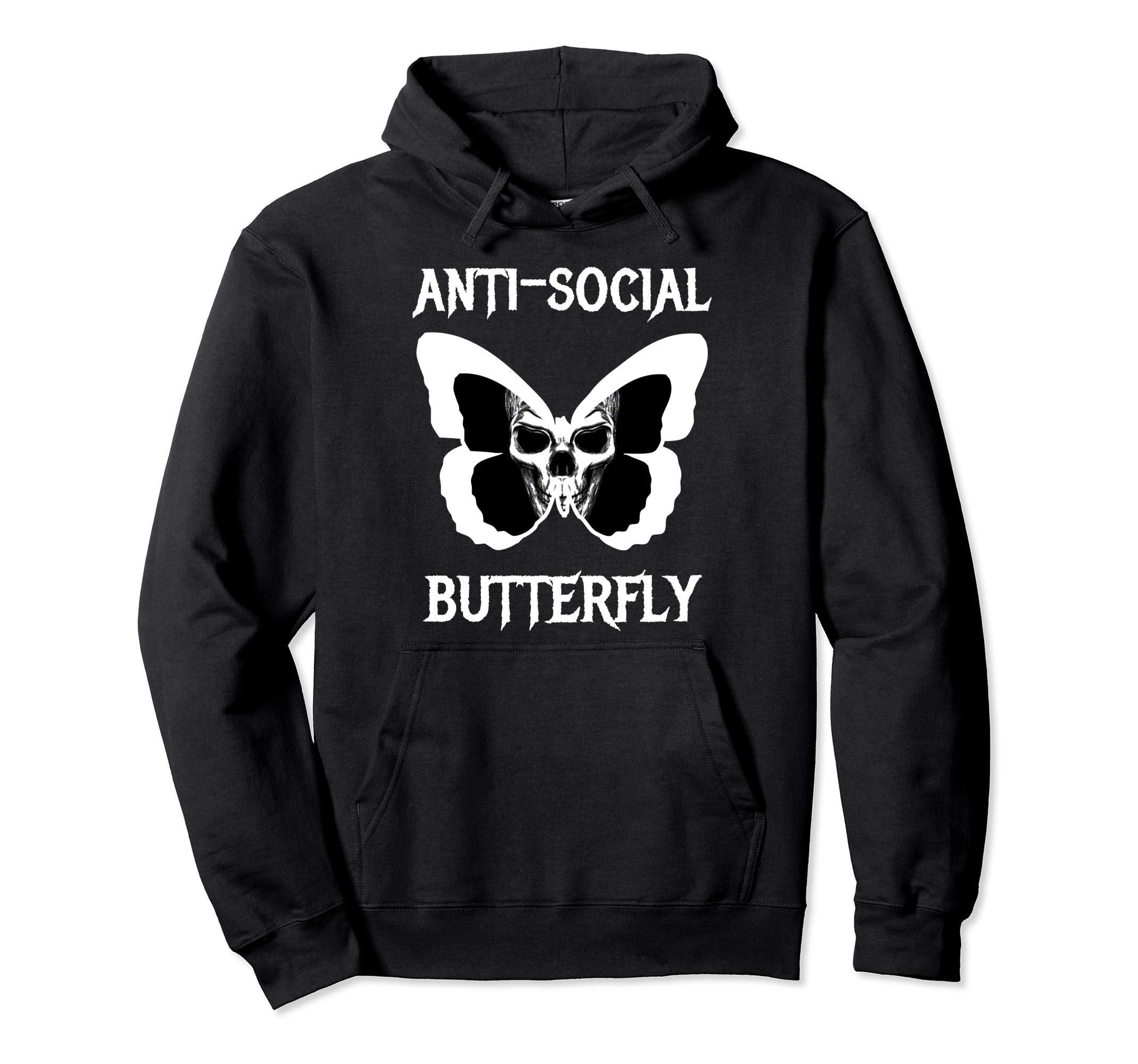 Anti Social Butterfly Funny Introvert Hoodie - Streetwear Style for Adults - T-Shirt, Sweatshirt, Hoodie