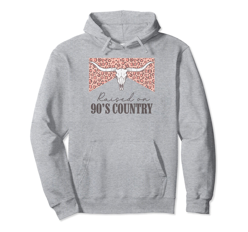 Raised 90S Country Music Leopard Hoodie - Minimalist Print Men Women - T-Shirt, Sweatshirt, Hoodie