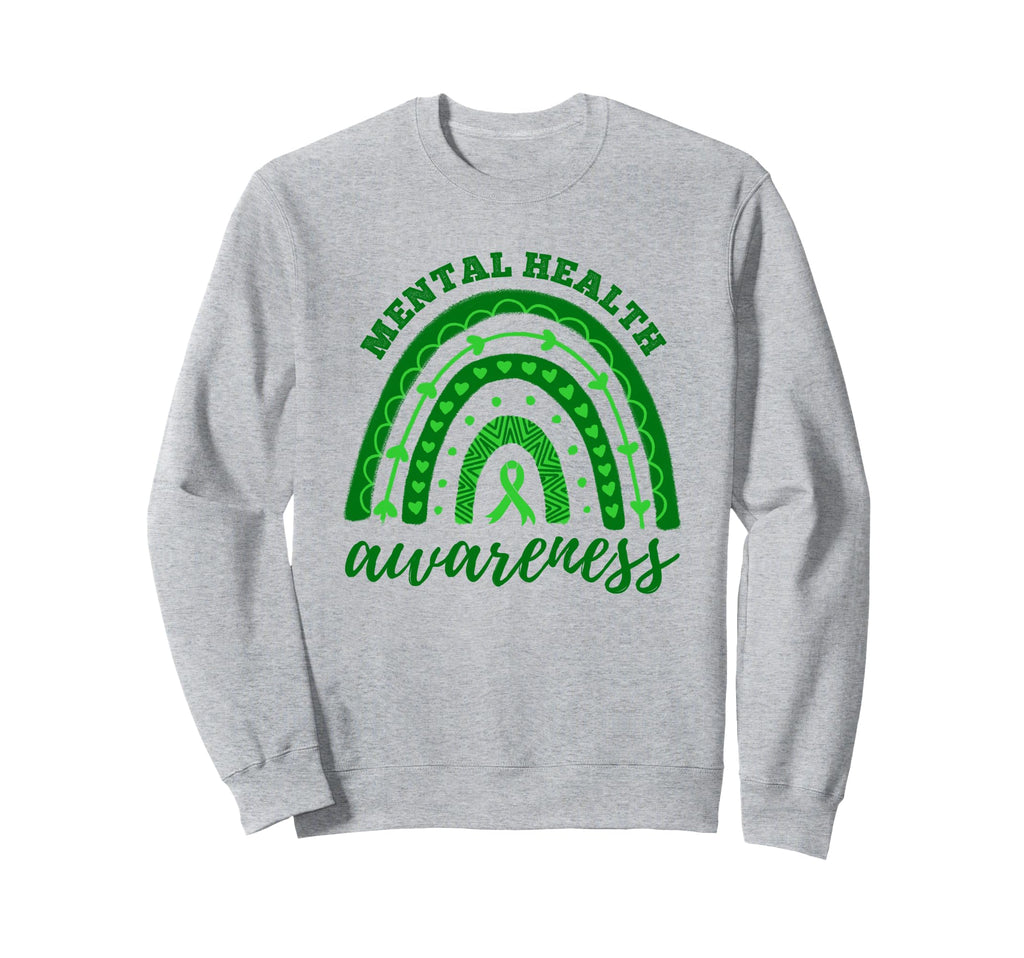 Green Ribbon Rainbow Mental Sweatshirt - Streetwear Style for Adults - T-Shirt, Sweatshirt, Hoodie