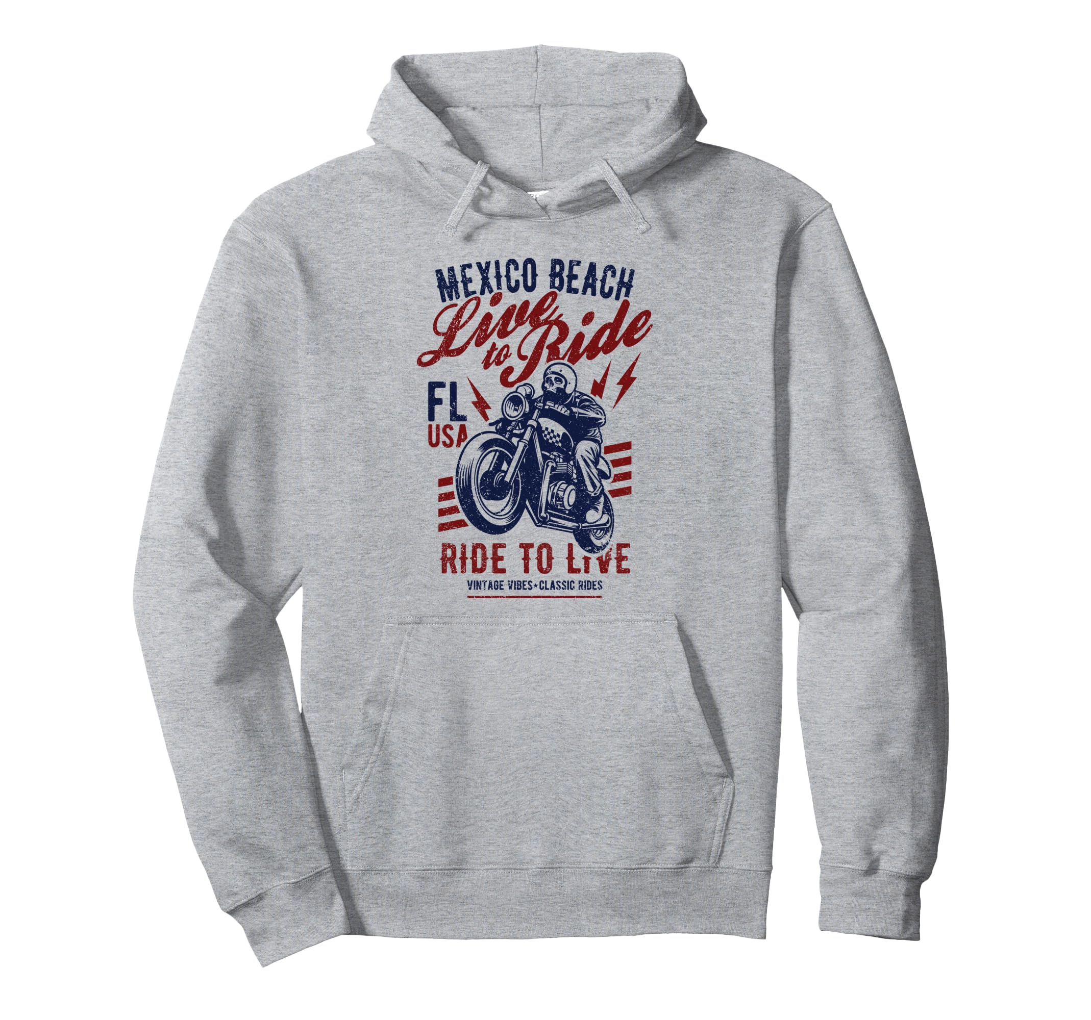 Mexico Beach Florida Motorcycle Skull Hoodie - Minimalist Print Unisex - T-Shirt, Sweatshirt, Hoodie