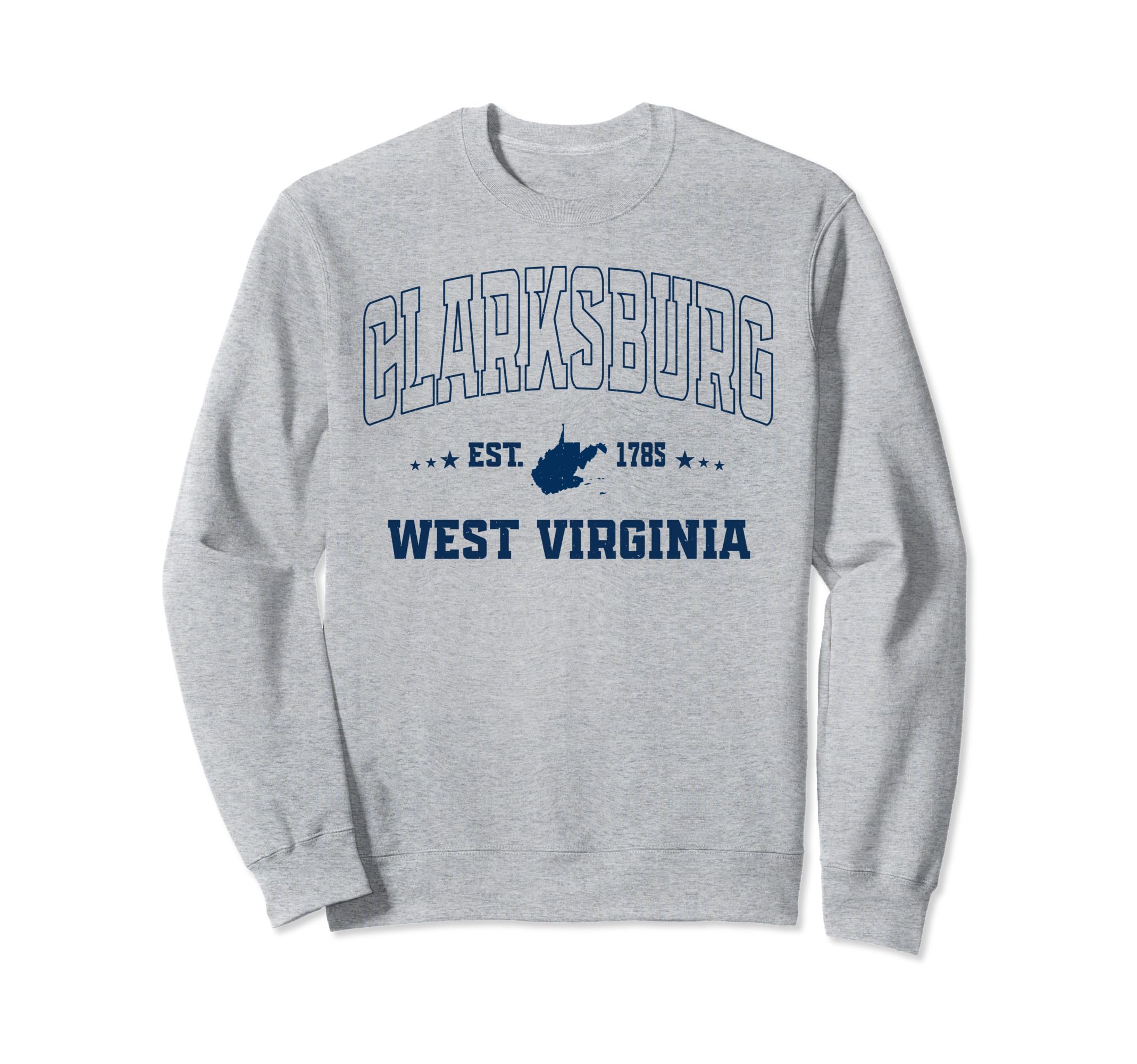 Clarksburg West Virginia Wv Navy Sweatshirt - Aesthetic Graphic Men Women - T-Shirt, Sweatshirt, Hoodie