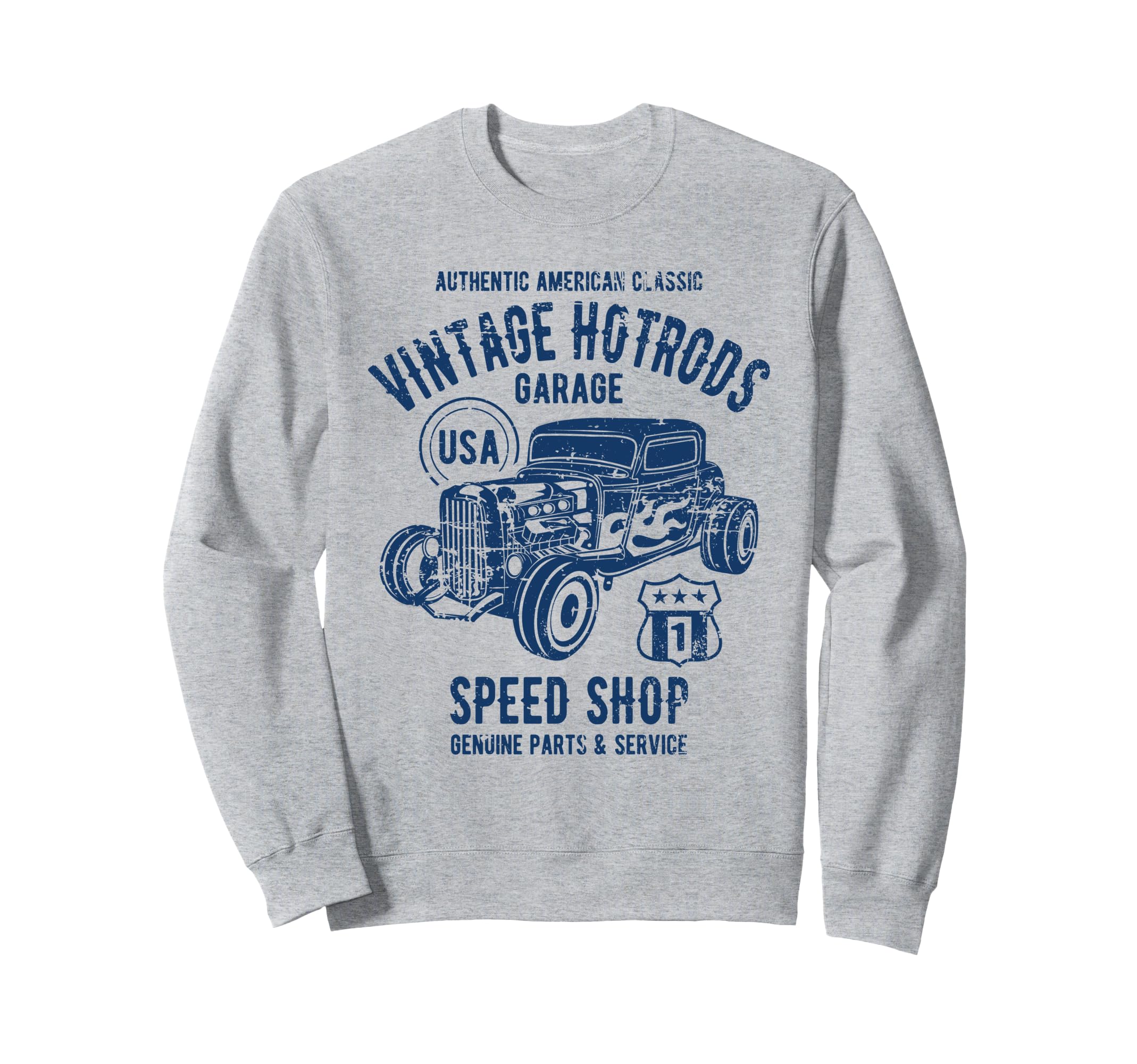 Speed Shop Hotrod Car Distressed Sweatshirt - Novelty Apparel Unisex - T-Shirt, Sweatshirt, Hoodie
