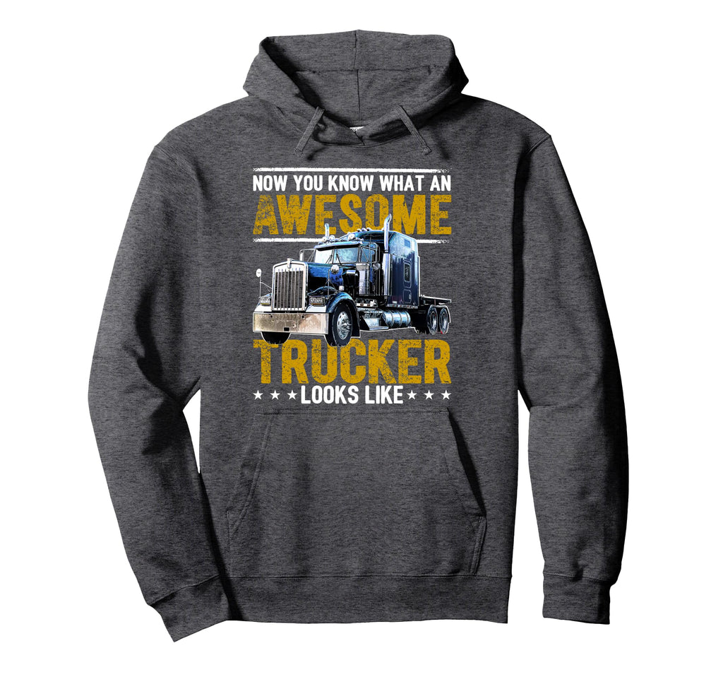 Awesome Trucker Big Rig Semi Trailer Hoodie - Minimalist Print Unisex - T-Shirt, Sweatshirt, Hoodie