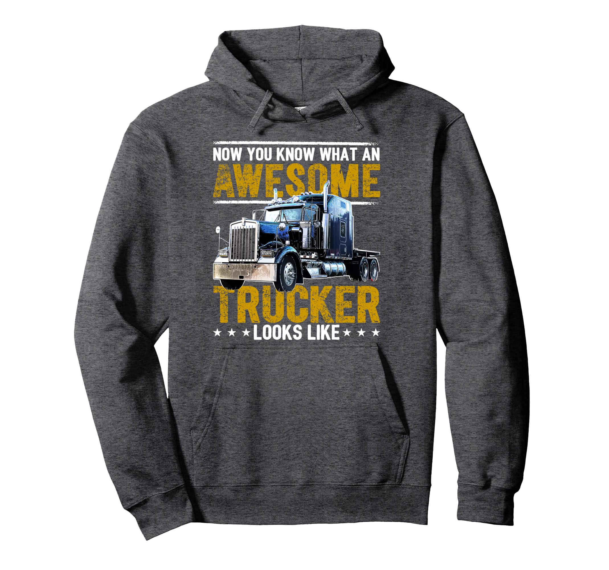 Awesome Trucker Big Rig Semi Trailer Hoodie - Minimalist Print Unisex - T-Shirt, Sweatshirt, Hoodie