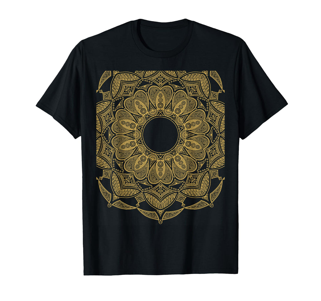 Gold Floral Mandala Geometric T-Shirt - Aesthetic Graphic for Adults - T-Shirt, Sweatshirt, Hoodie