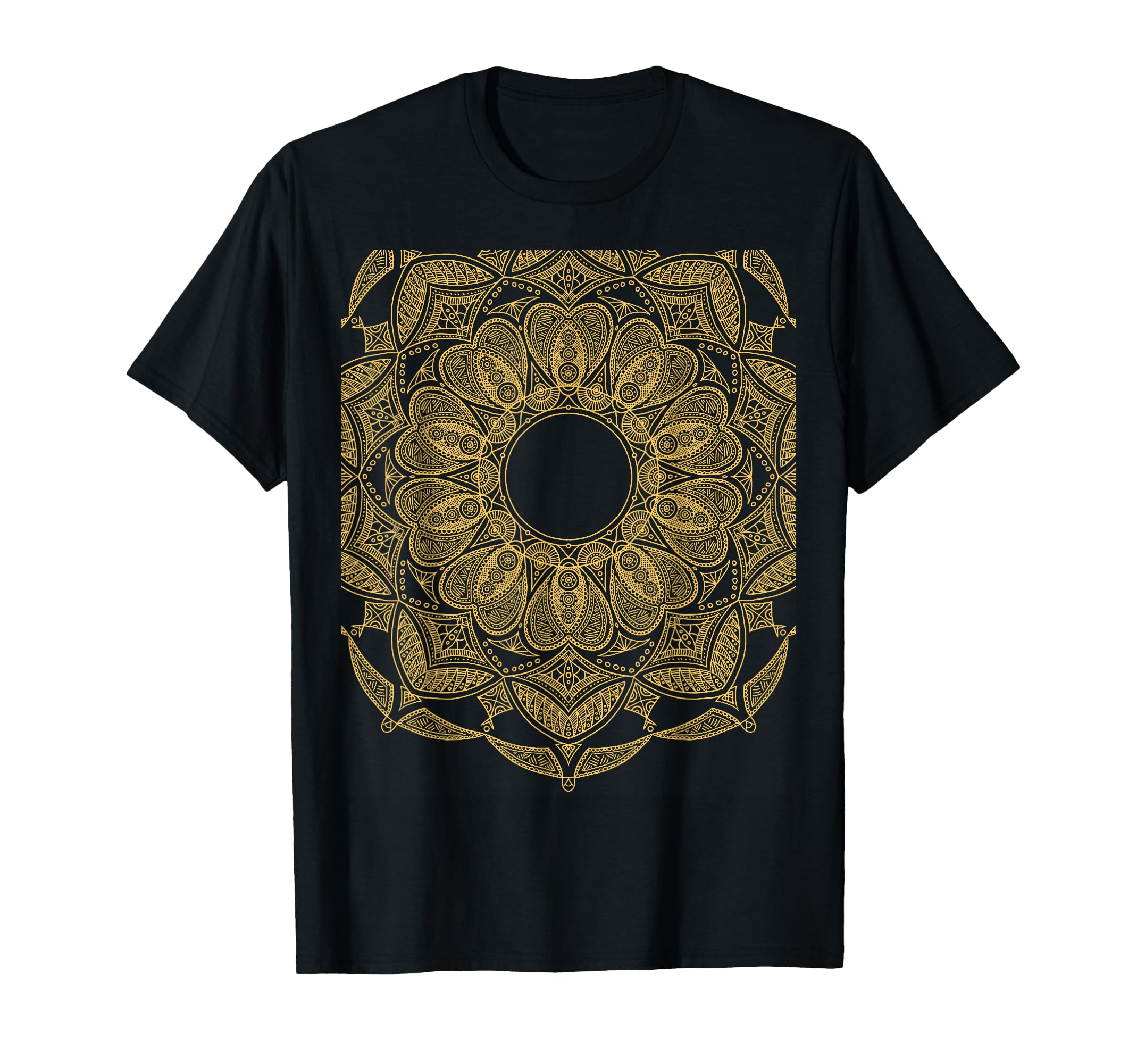 Gold Floral Mandala Geometric T-Shirt - Aesthetic Graphic for Adults - T-Shirt, Sweatshirt, Hoodie
