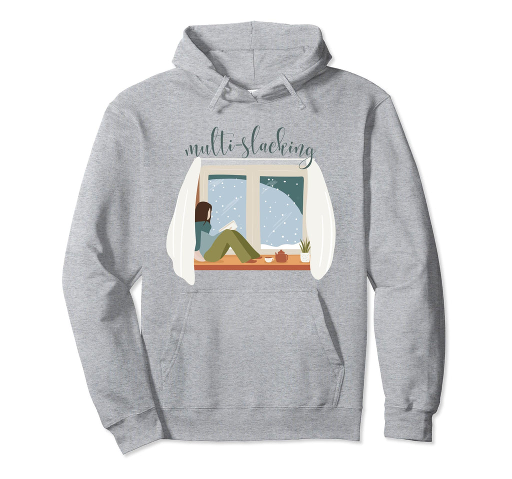 Multi Slacking Relaxing Self Care Reading Hoodie - Minimalist Print Unisex - T-Shirt, Sweatshirt, Hoodie