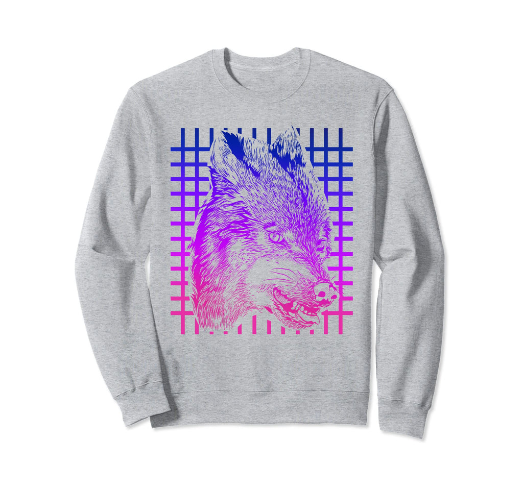 Synthwave 80S Art Predator Wolf Sweatshirt - Custom Art Print Men Women - T-Shirt, Sweatshirt, Hoodie