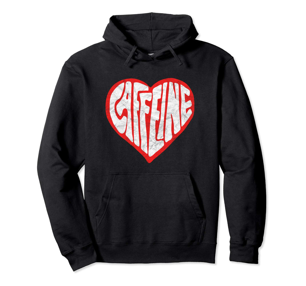 Caffeine Love Heart Typography Coffee Tea Hoodie - Custom Art Print Unisex - T-Shirt, Sweatshirt, Hoodie