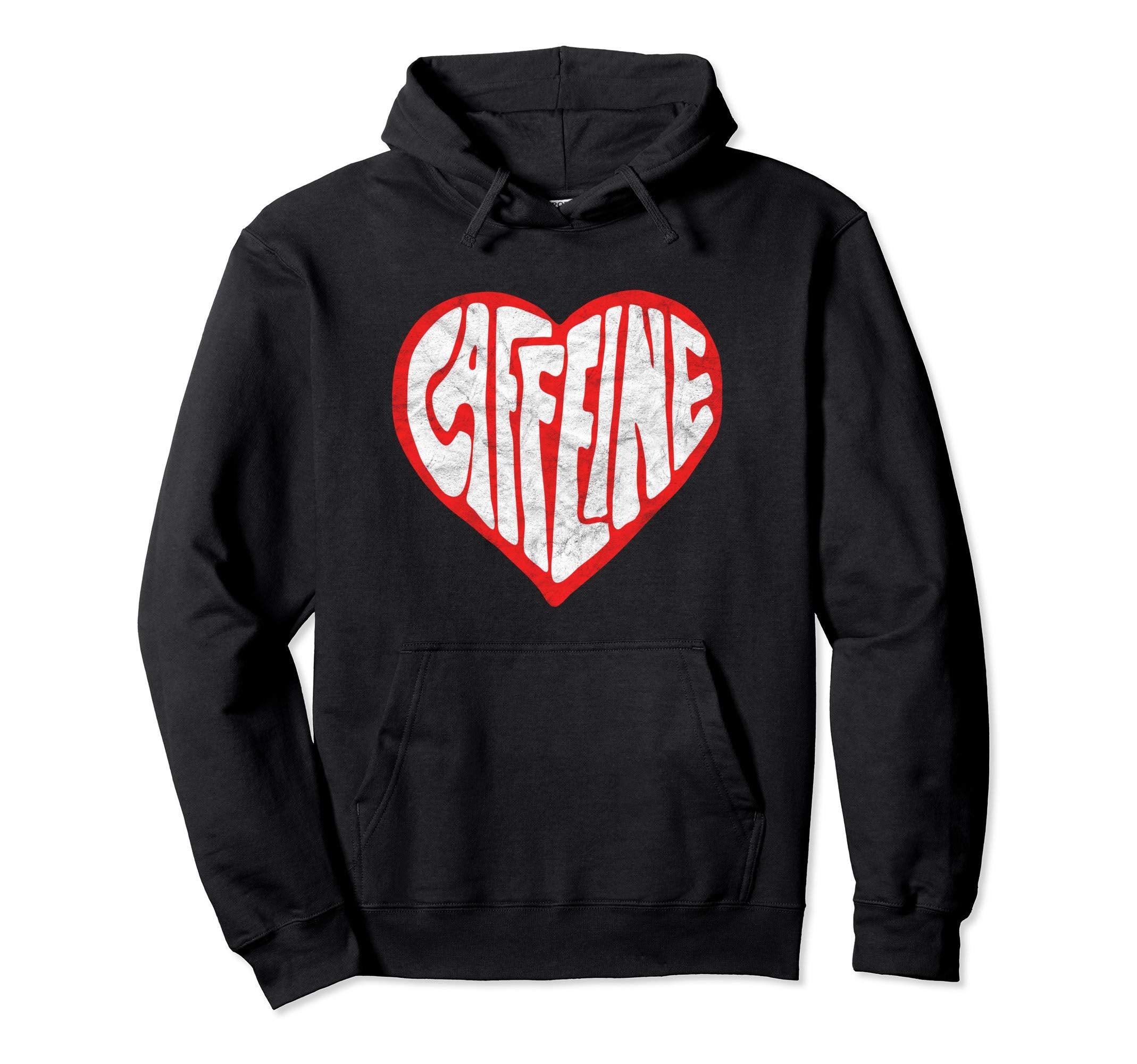 Caffeine Love Heart Typography Coffee Tea Hoodie - Custom Art Print Unisex - T-Shirt, Sweatshirt, Hoodie