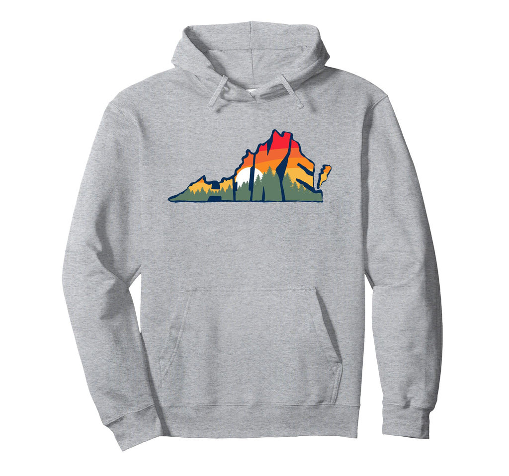 Hike Virginia Outdoor Hiking Typography Hoodie - Novelty Apparel Unisex - T-Shirt, Sweatshirt, Hoodie