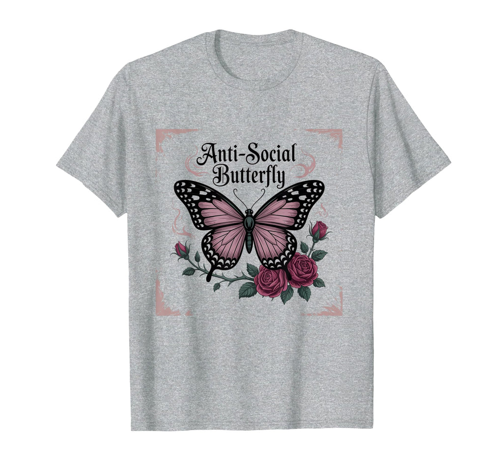 Gothic Butterfly Aesthetic Antisocial Teens T-Shirt - Unique Graphic Unisex - T-Shirt, Sweatshirt, Hoodie