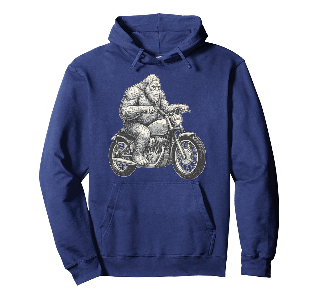 Sasquatch Riding Motorcycle Biker Hoodie - Aesthetic Graphic Unisex - T-Shirt, Sweatshirt, Hoodie