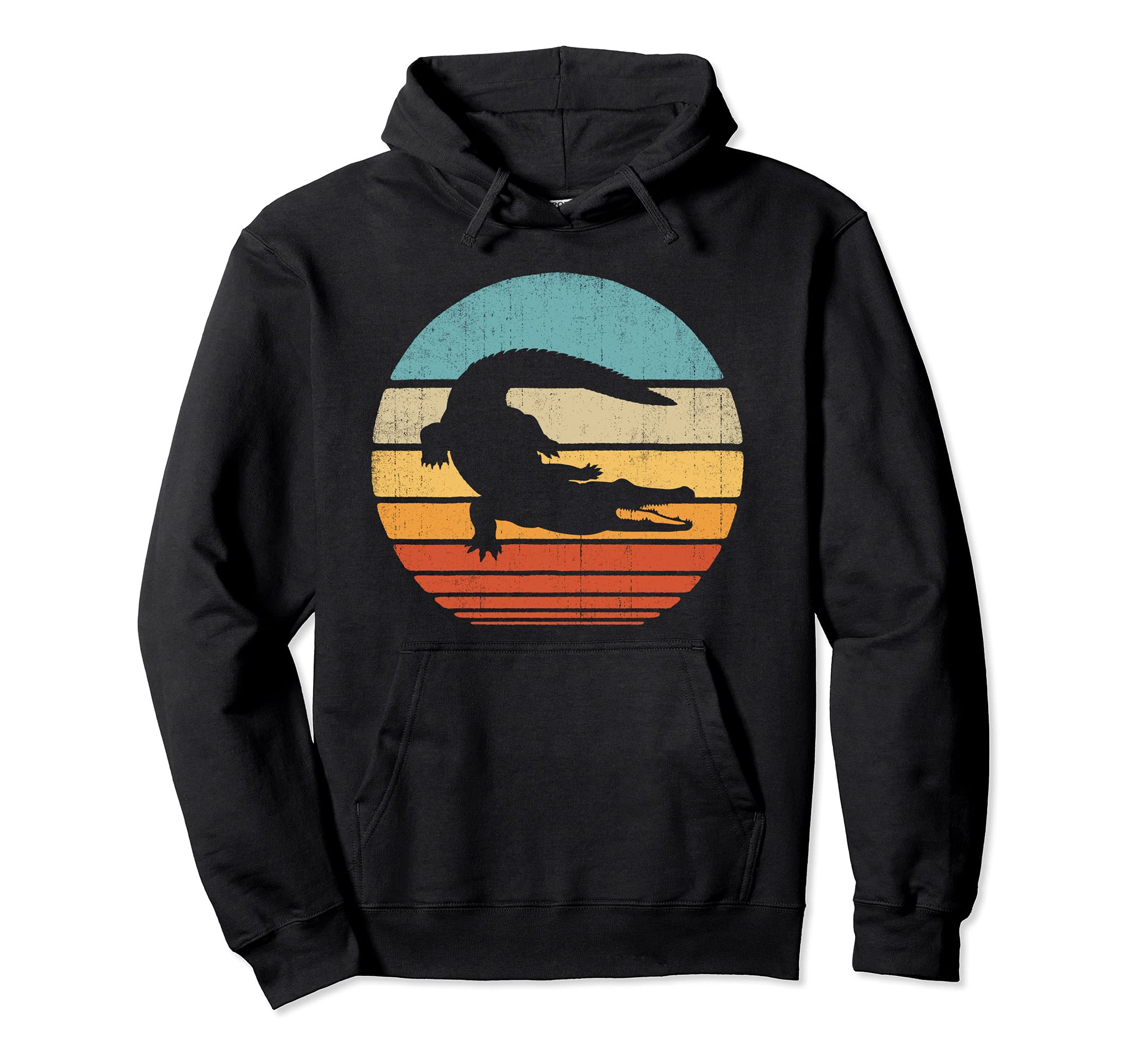 Alligator 60S 70S Sunset Reptile Hoodie - Minimalist Print for Adults - T-Shirt, Sweatshirt, Hoodie