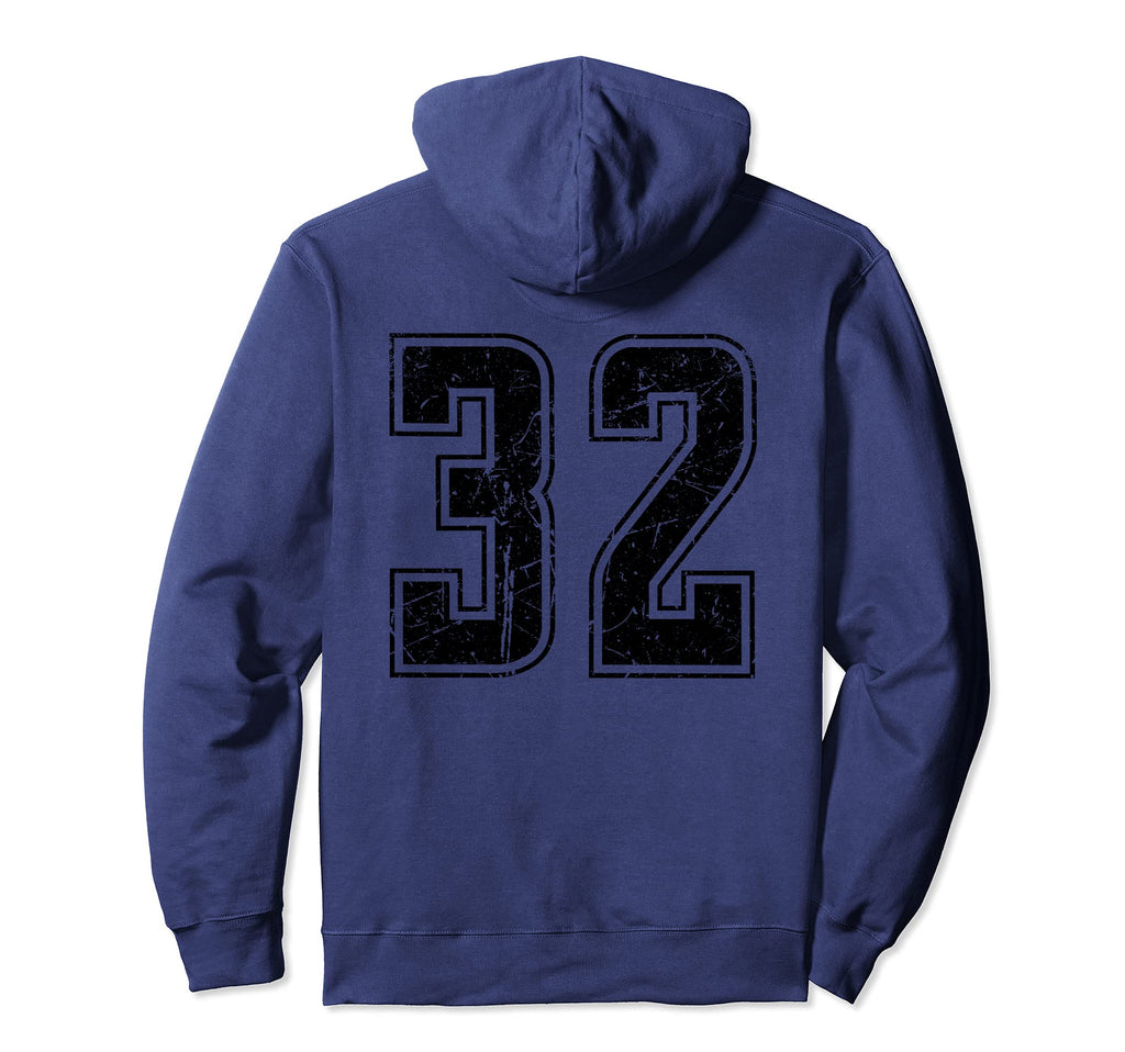 Number 32 Distressed Grunge Jersey Team Hoodie - Aesthetic Graphic Unisex - T-Shirt, Sweatshirt, Hoodie