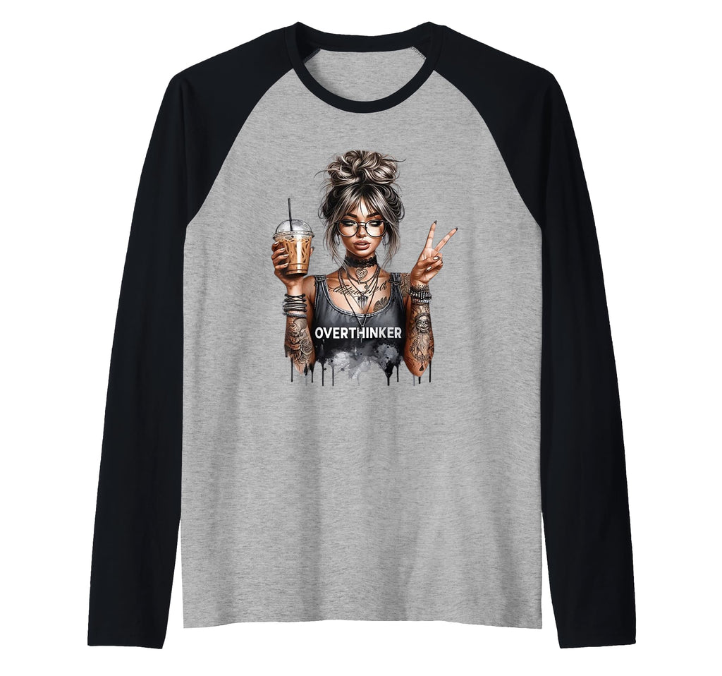 Overthinker Raglan Baseball Sweatshirt - Custom Art Print for Adults - T-Shirt, Sweatshirt, Hoodie
