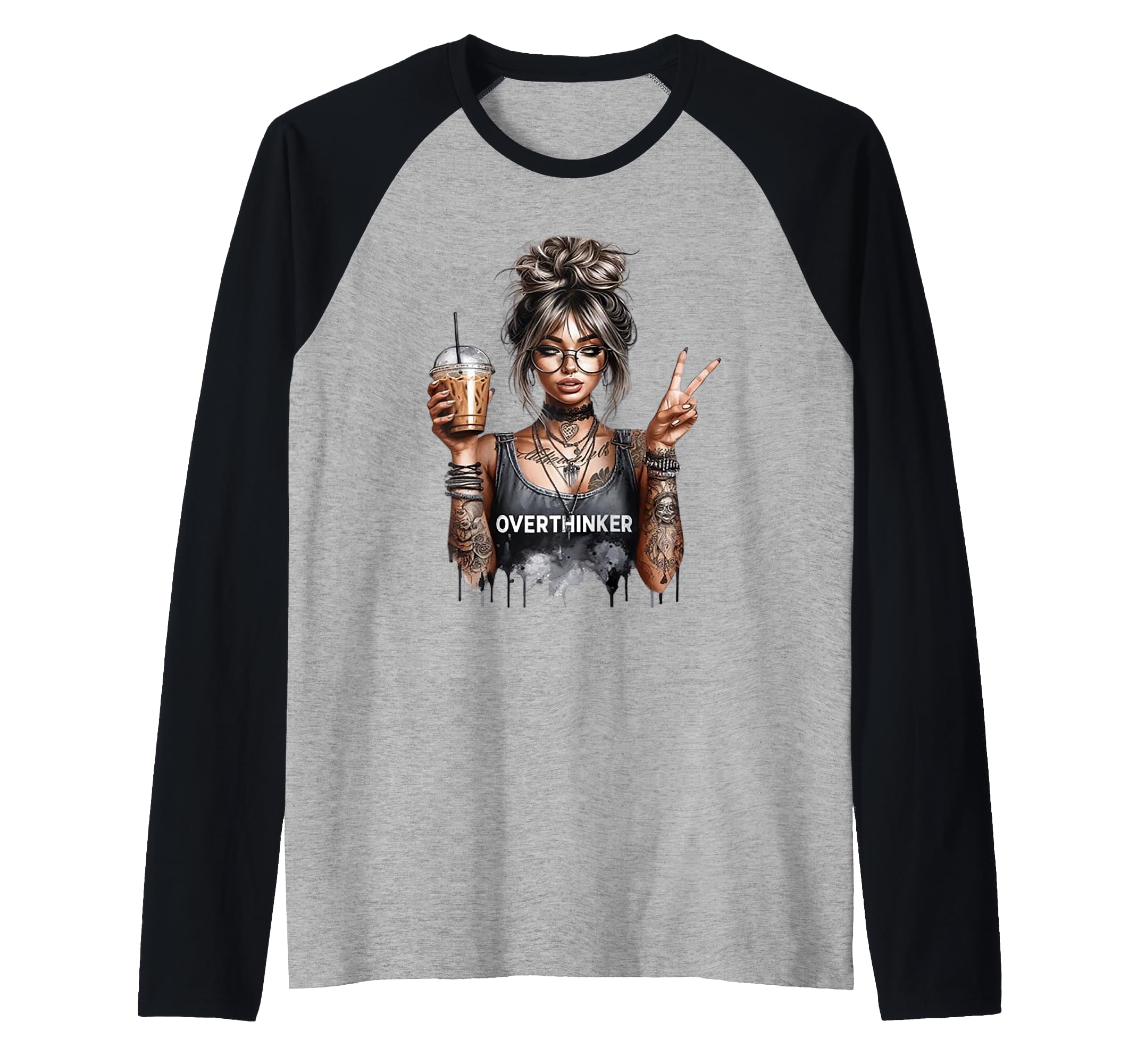 Overthinker Raglan Baseball Sweatshirt - Custom Art Print for Adults - T-Shirt, Sweatshirt, Hoodie