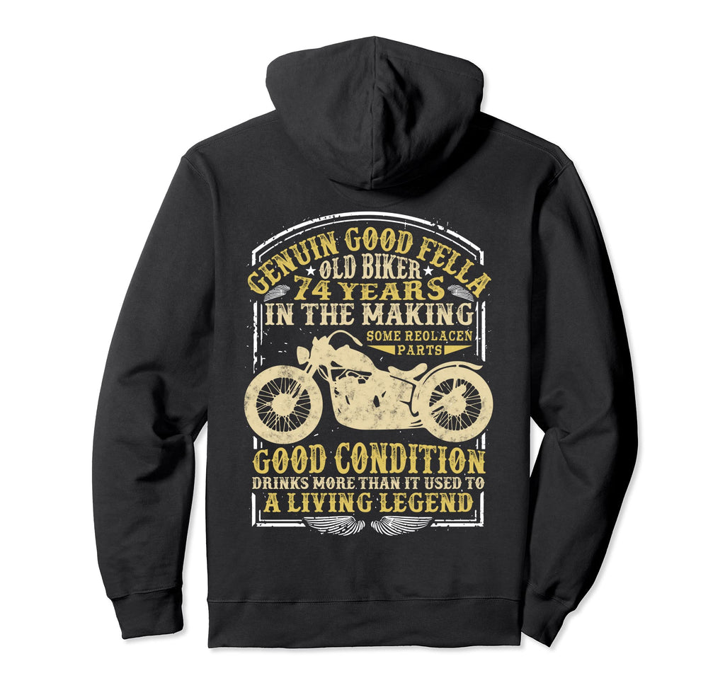 74 Years Old Biker Birthday Motorcycles Hoodie - Unique Graphic Men Women - T-Shirt, Sweatshirt, Hoodie