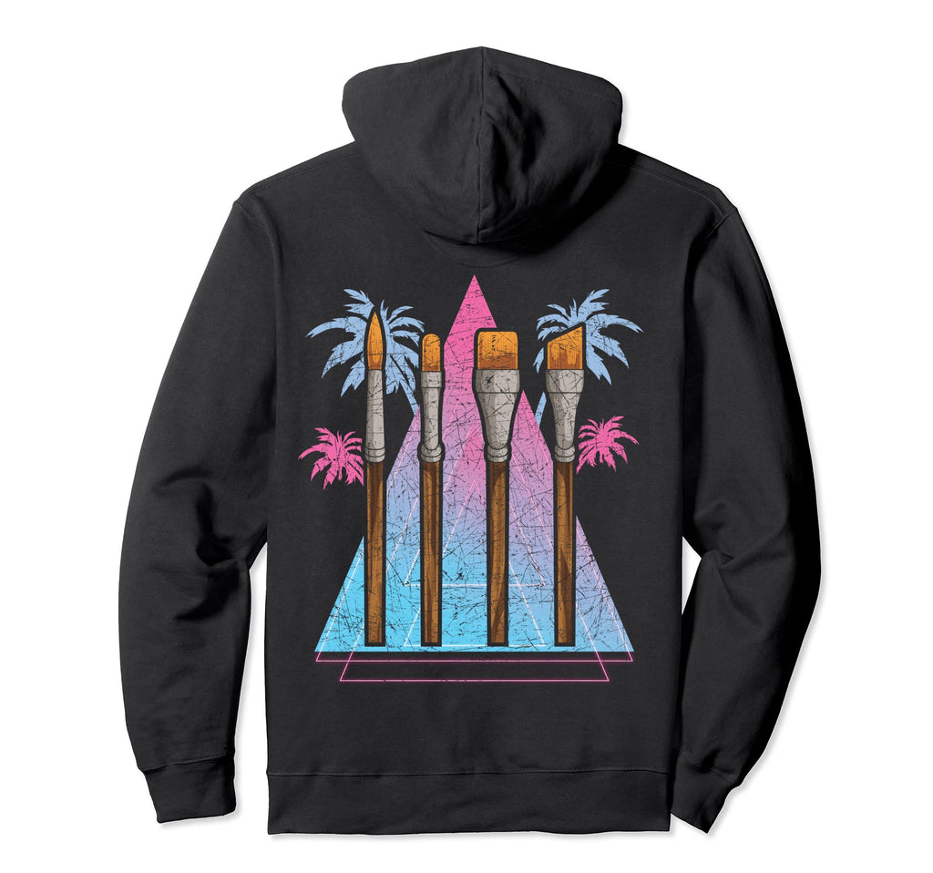 Paint Brush 80S Art Painting Synthwave Hoodie - Novelty Apparel for Adults - T-Shirt, Sweatshirt, Hoodie