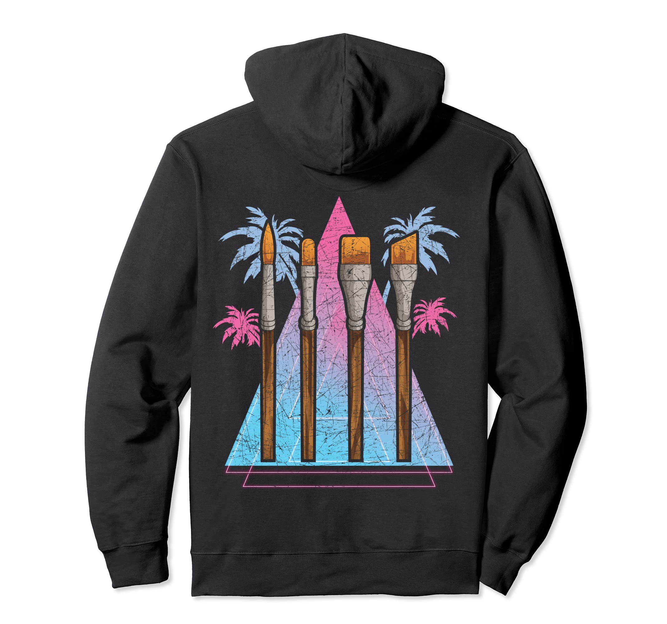 Paint Brush 80S Art Painting Synthwave Hoodie - Novelty Apparel for Adults - T-Shirt, Sweatshirt, Hoodie