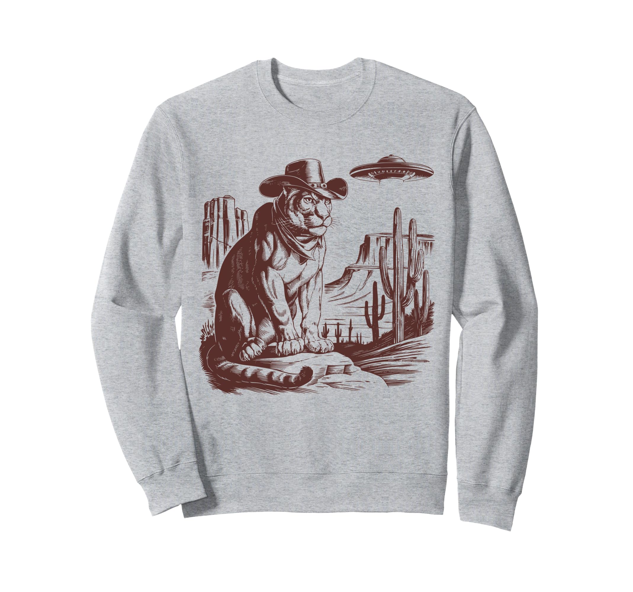 Mountain Lion Ufo Western Alien 90S Sweatshirt - Novelty Apparel Unisex - T-Shirt, Sweatshirt, Hoodie