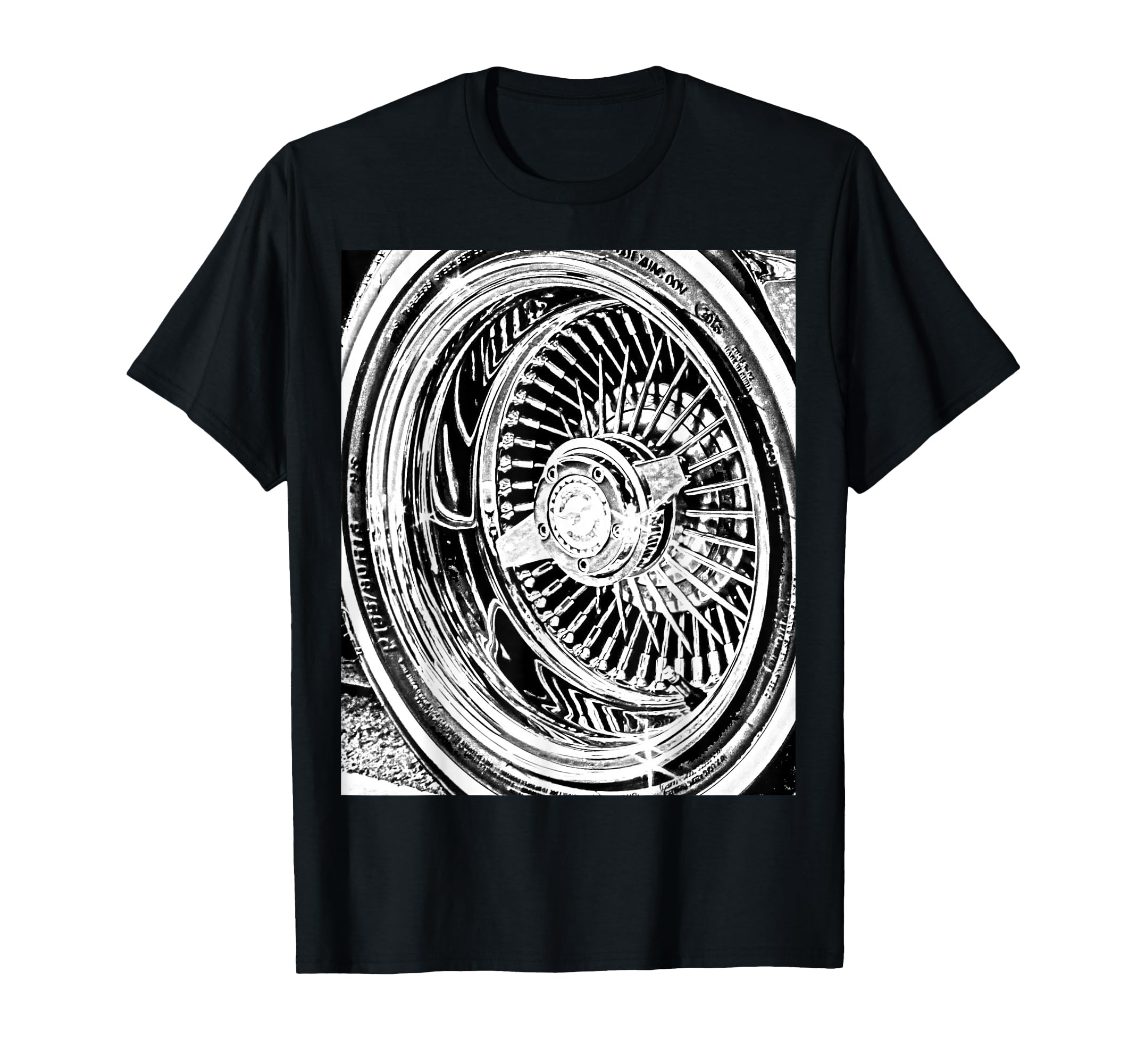 100 Spoke Wire Wheel Knock Off Lowrider T-Shirt - Trendy Graphic Unisex - T-Shirt, Sweatshirt, Hoodie