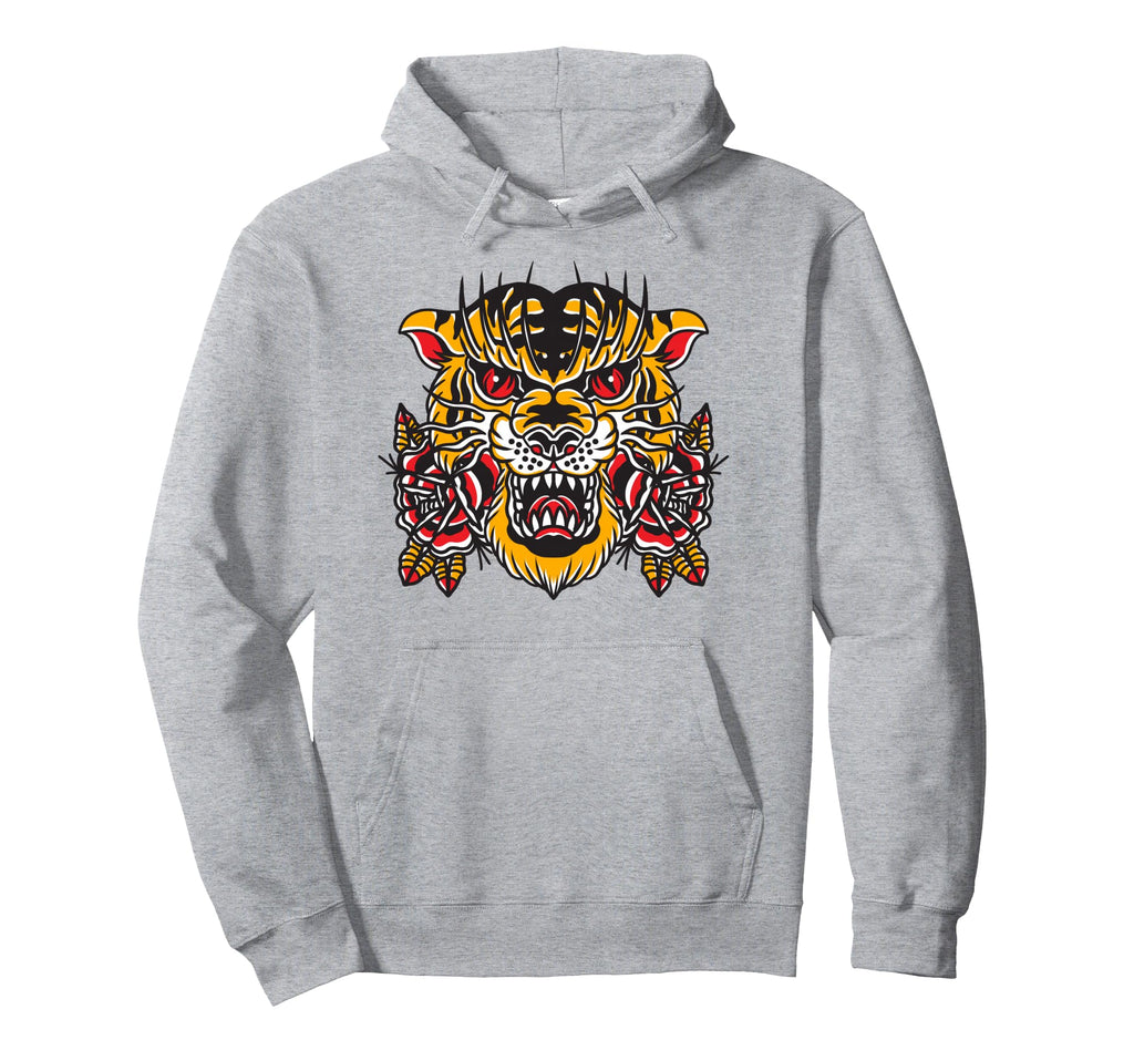 American Traditional Tattoo Flash Tiger Hoodie - Custom Art Print Unisex - T-Shirt, Sweatshirt, Hoodie