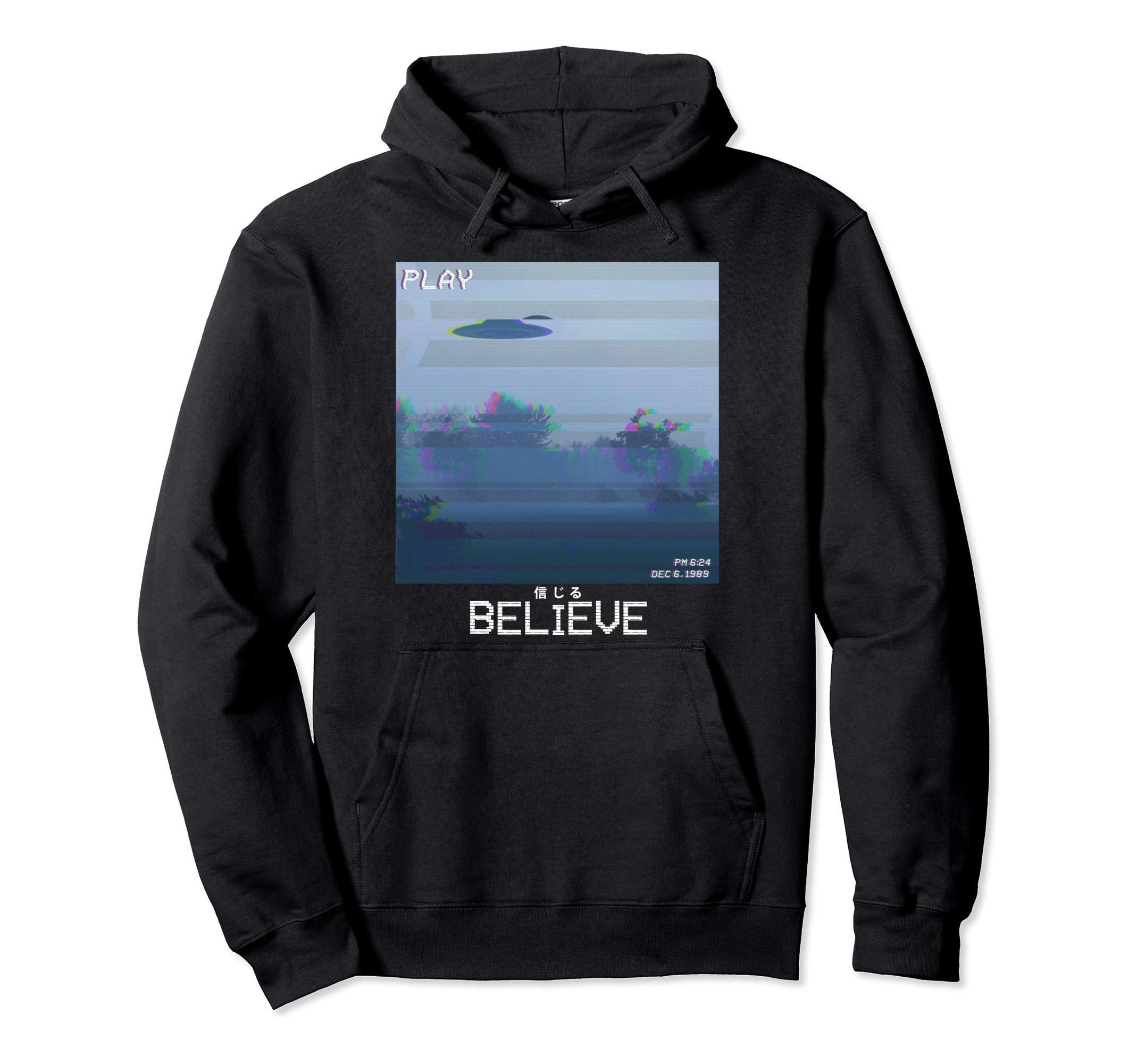 Believe Ufo Vaporwave Synthwave 80S Hoodie - Graphic Print Men Women - T-Shirt, Sweatshirt, Hoodie