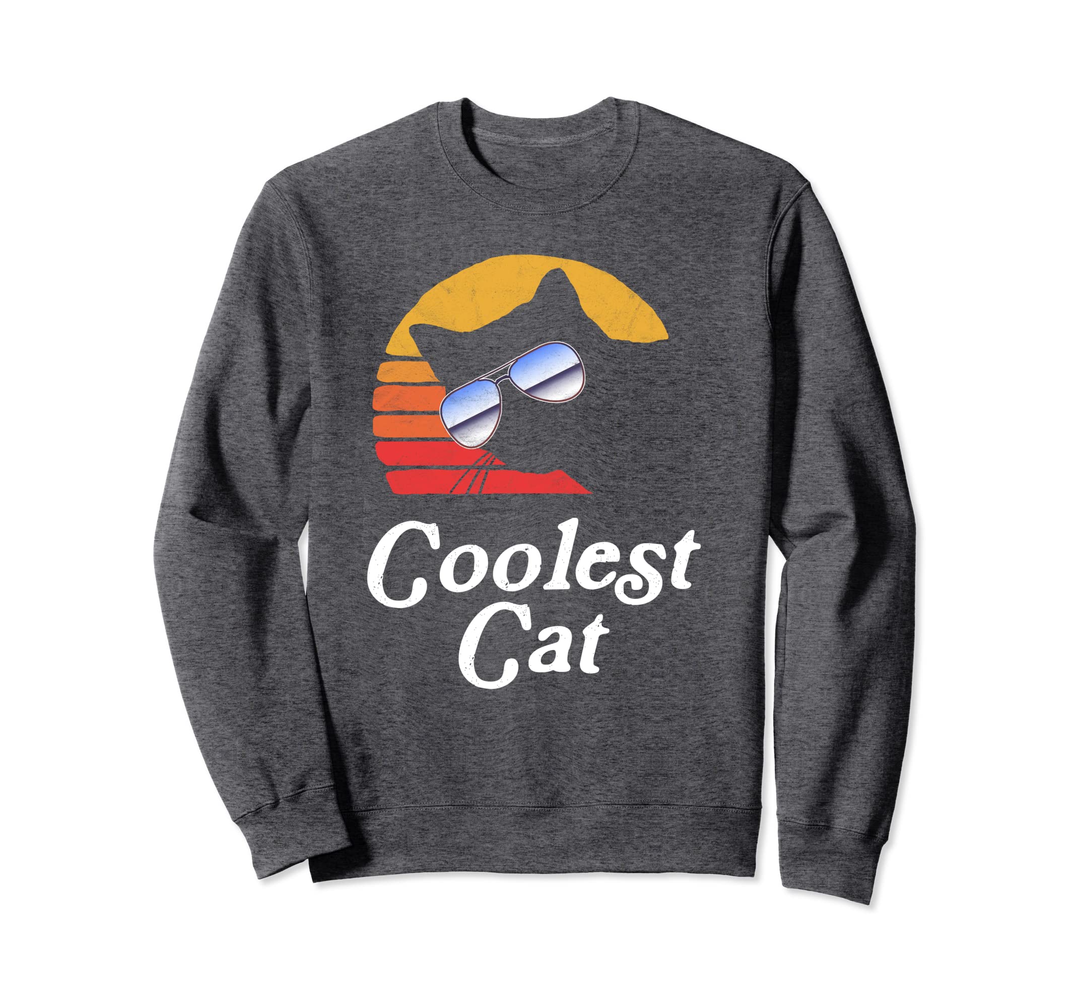 Coolest Cat Sunglasses Eighties Sweatshirt - Graphic Print Unisex - T-Shirt, Sweatshirt, Hoodie